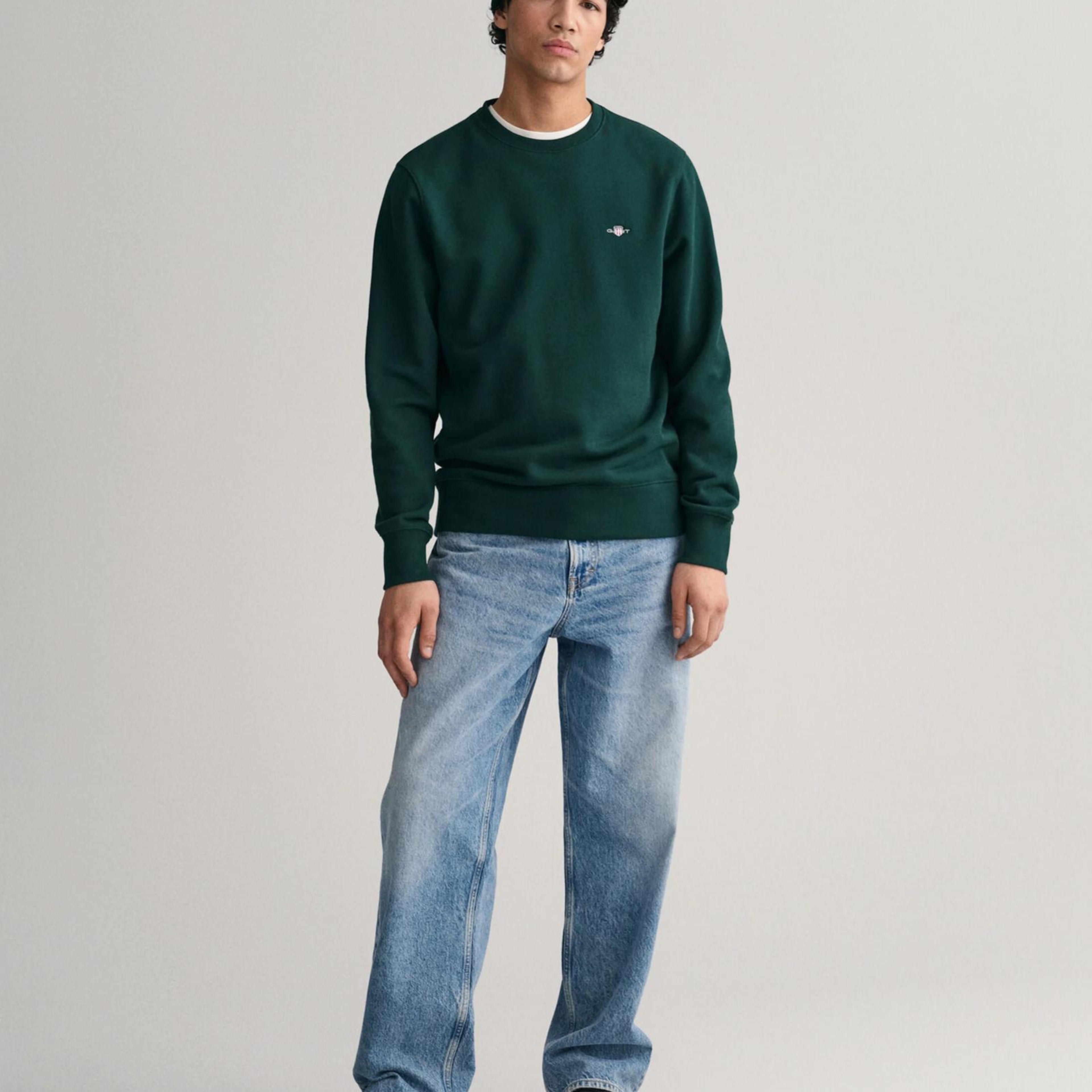 GANT Erkek Yeşil Regular Fit Bisiklet Yaka Sweatshirt