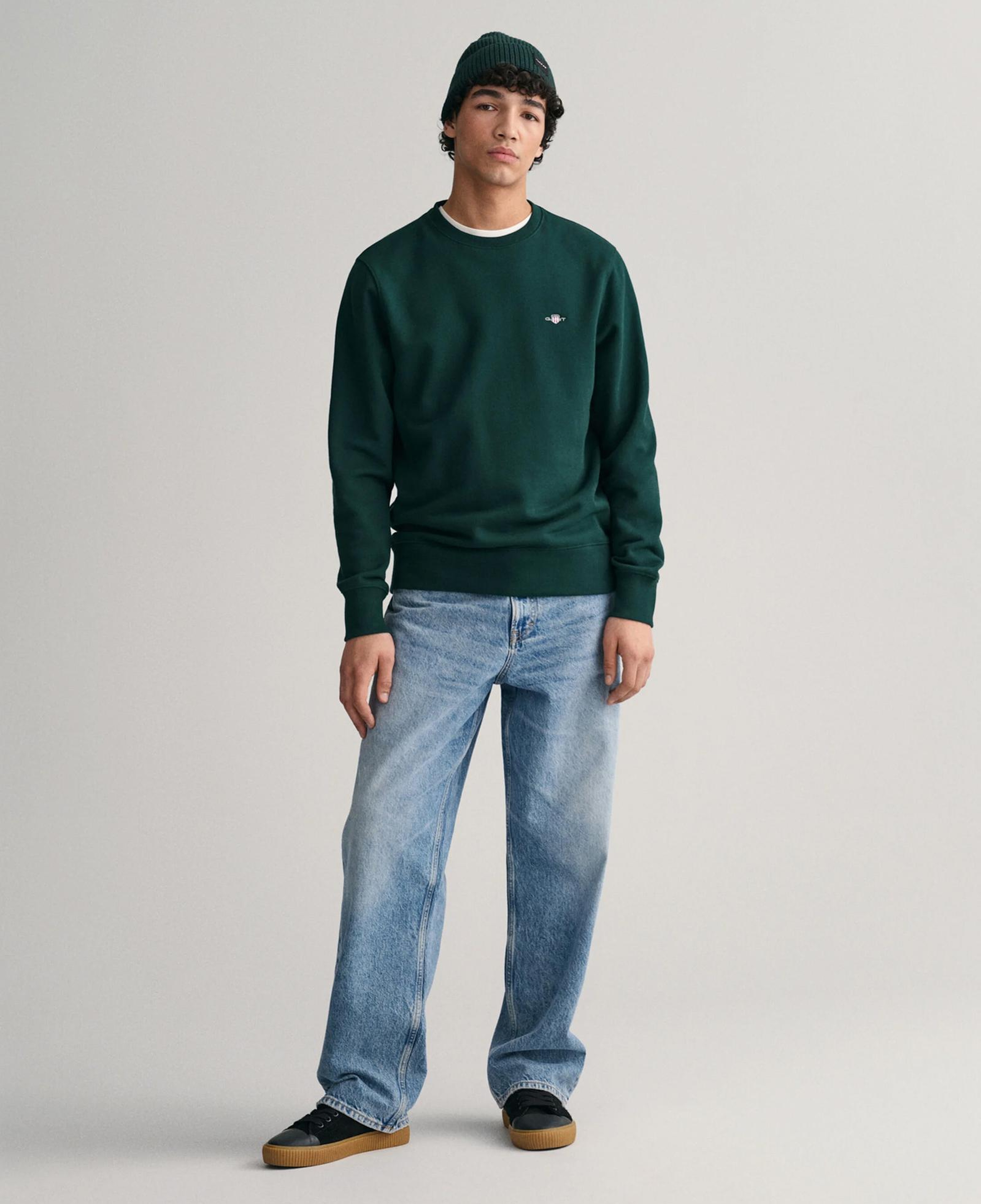 GANT Erkek Yeşil Regular Fit Bisiklet Yaka Sweatshirt