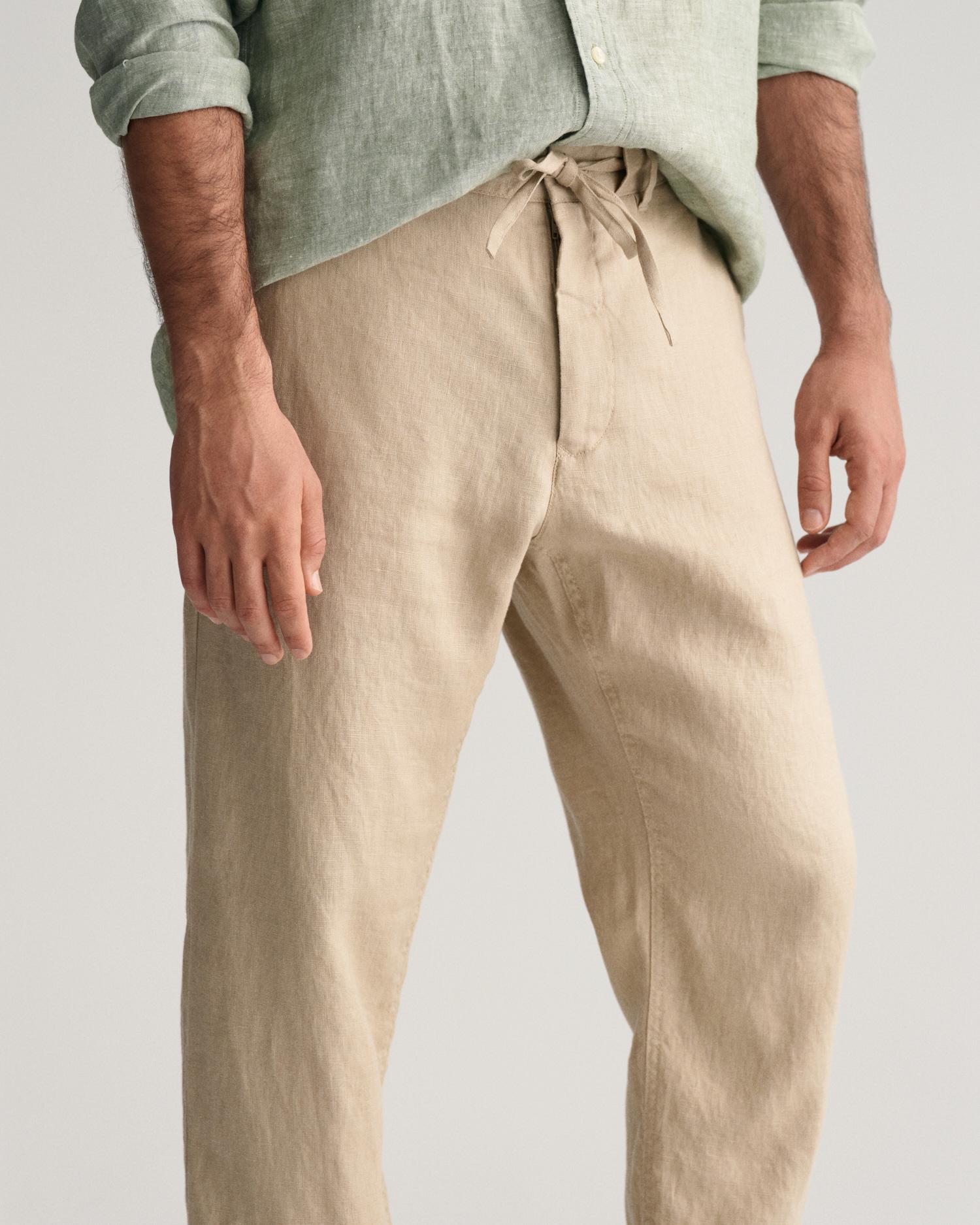 GANT Erkek Bej Relaxed Fit Keten Pantolon