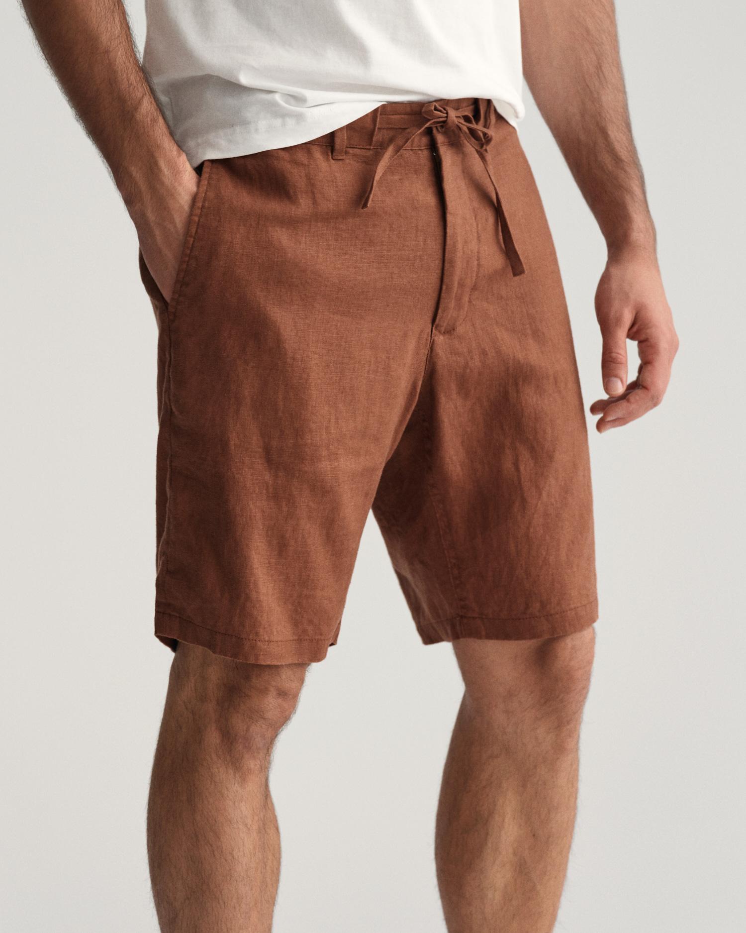 GANT Erkek Kahverengi Relaxed Fit Keten Şort