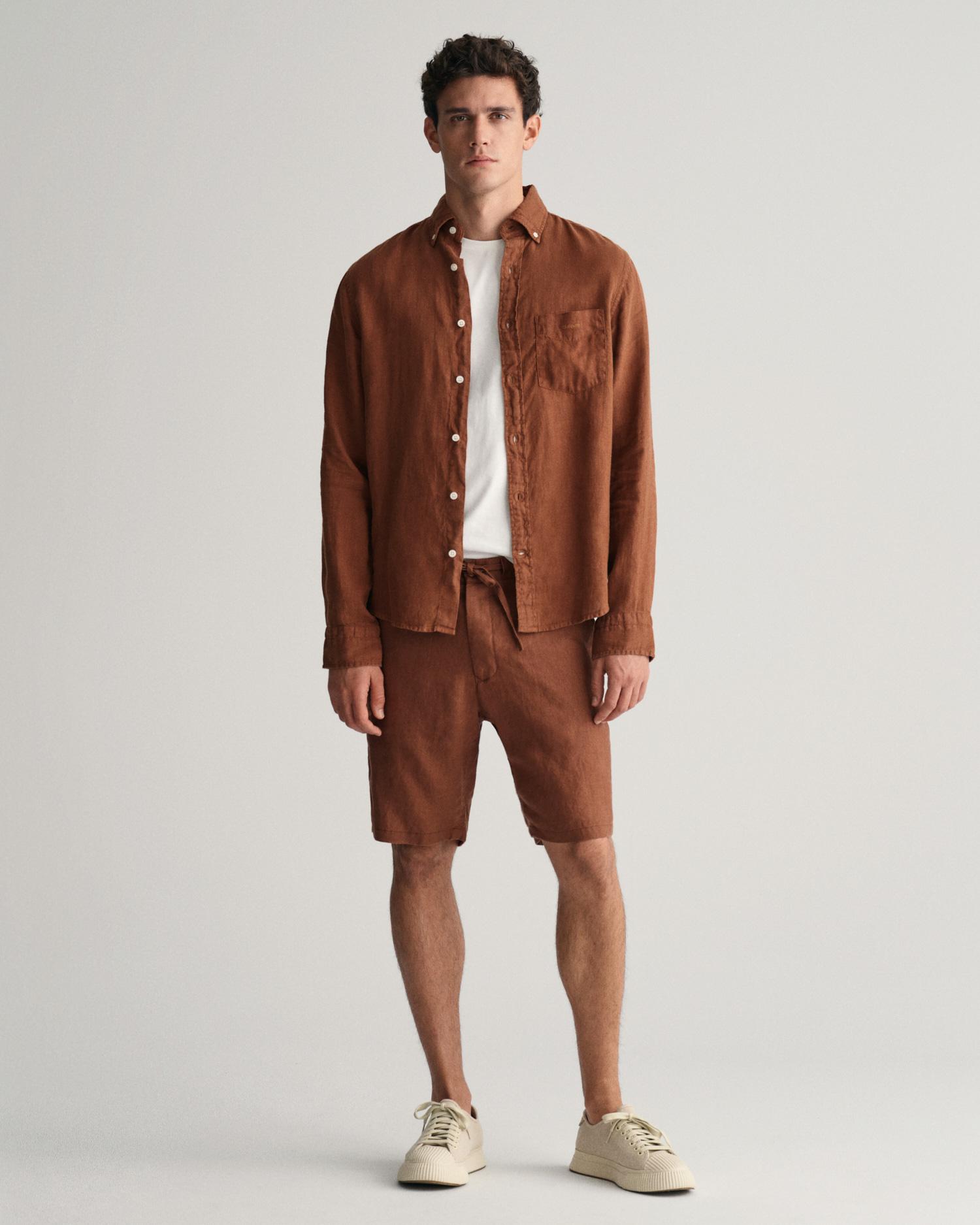 GANT Erkek Kahverengi Relaxed Fit Keten Şort