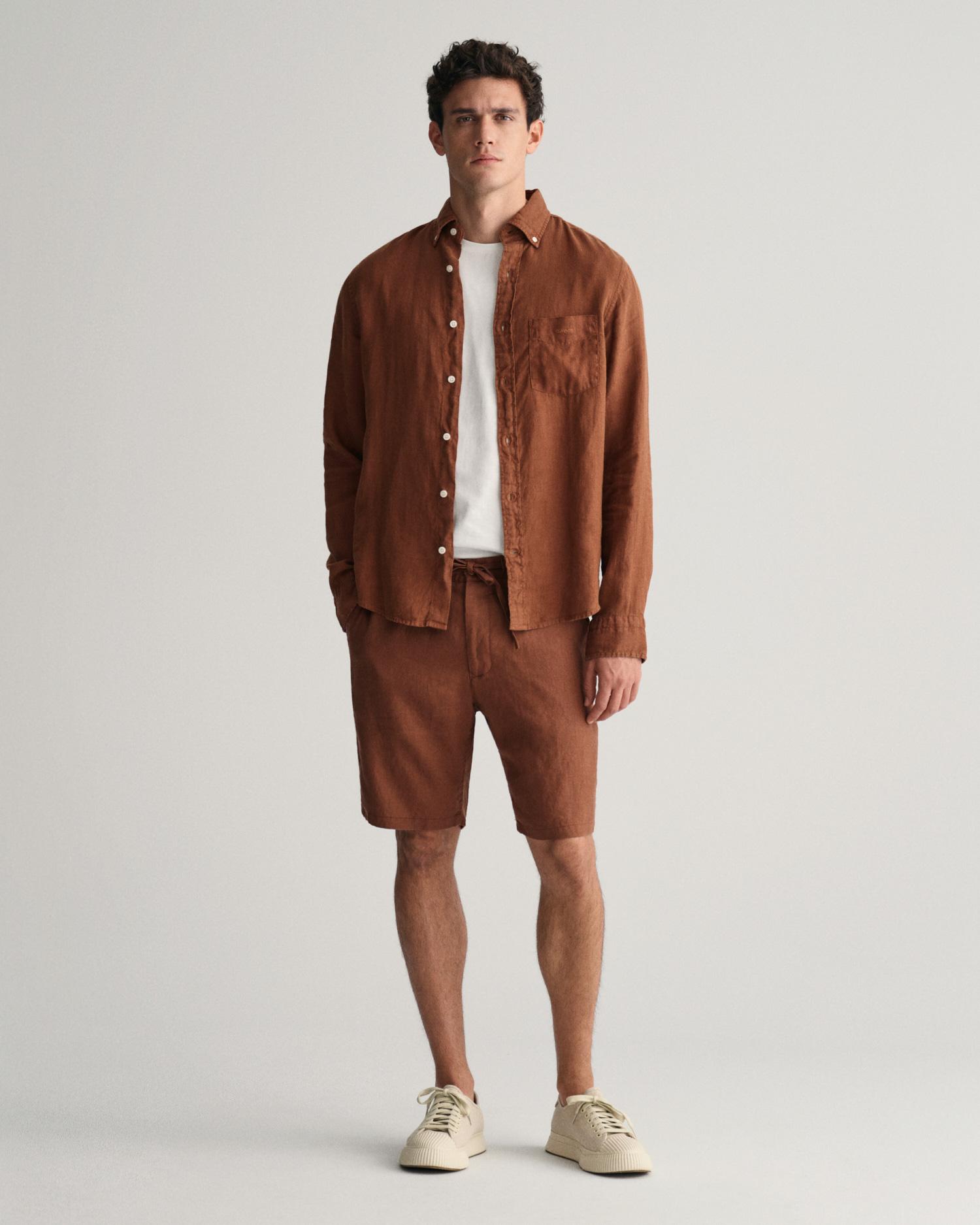 GANT Erkek Kahverengi Relaxed Fit Keten Şort