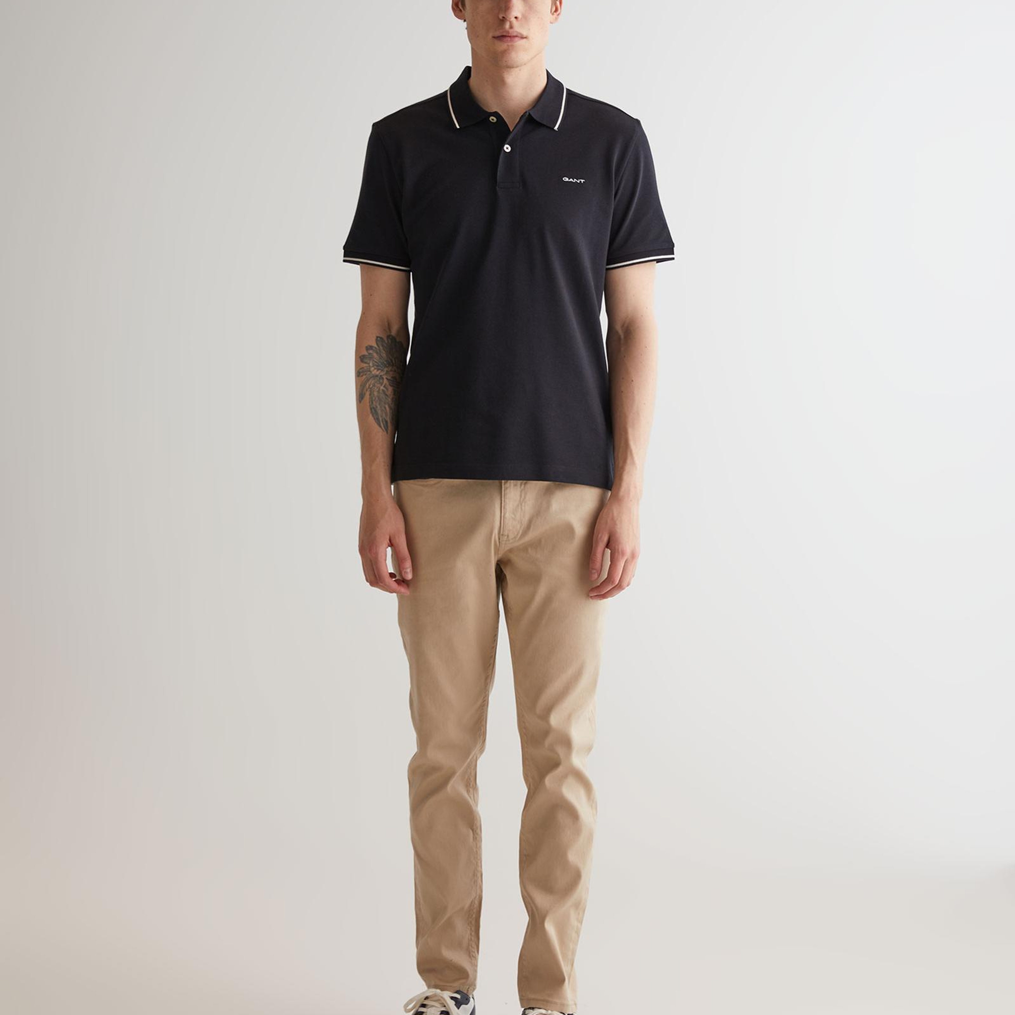 GANT Erkek Siyah Regular Fit Polo Yaka T-Shirt