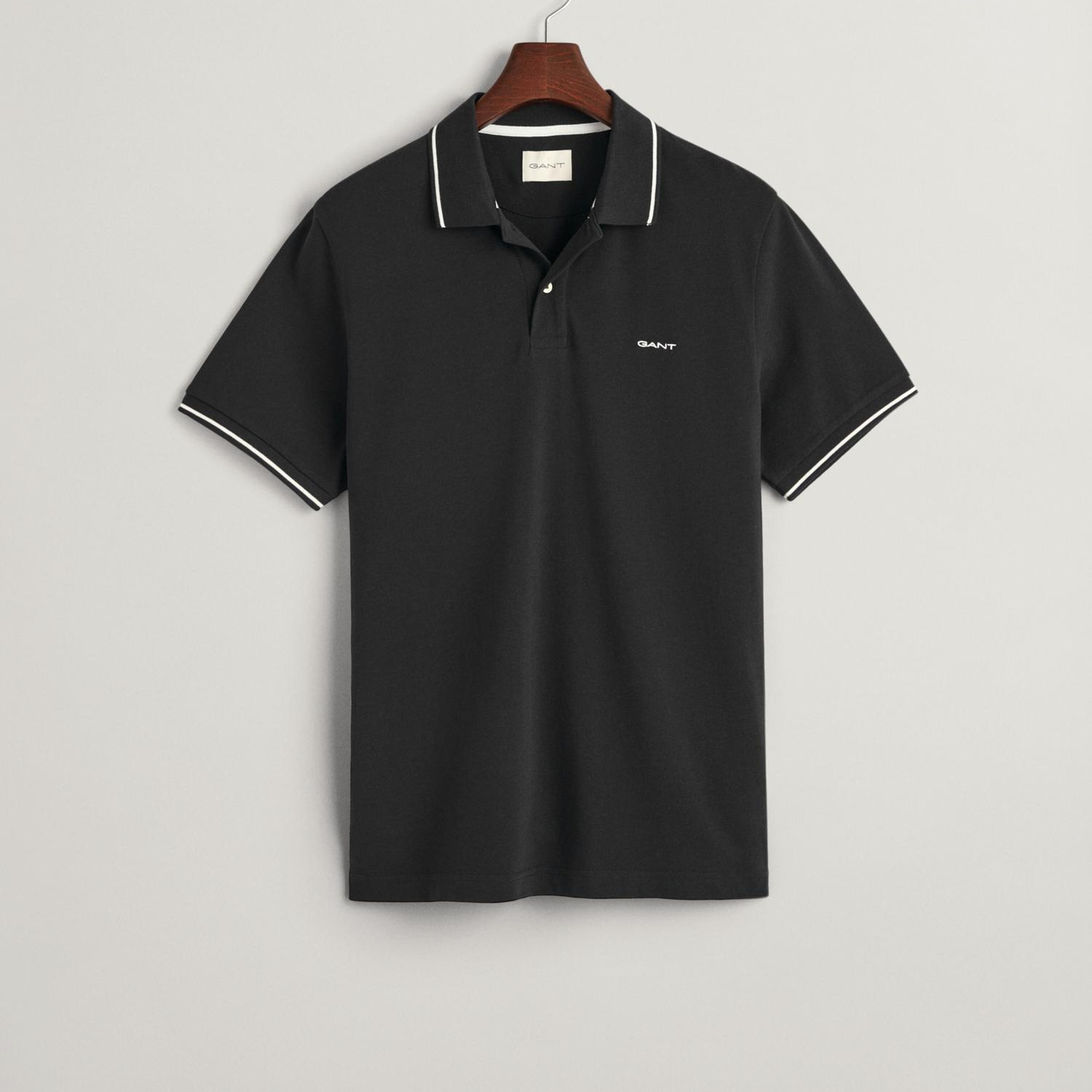GANT Erkek Siyah Regular Fit Polo Yaka T-Shirt