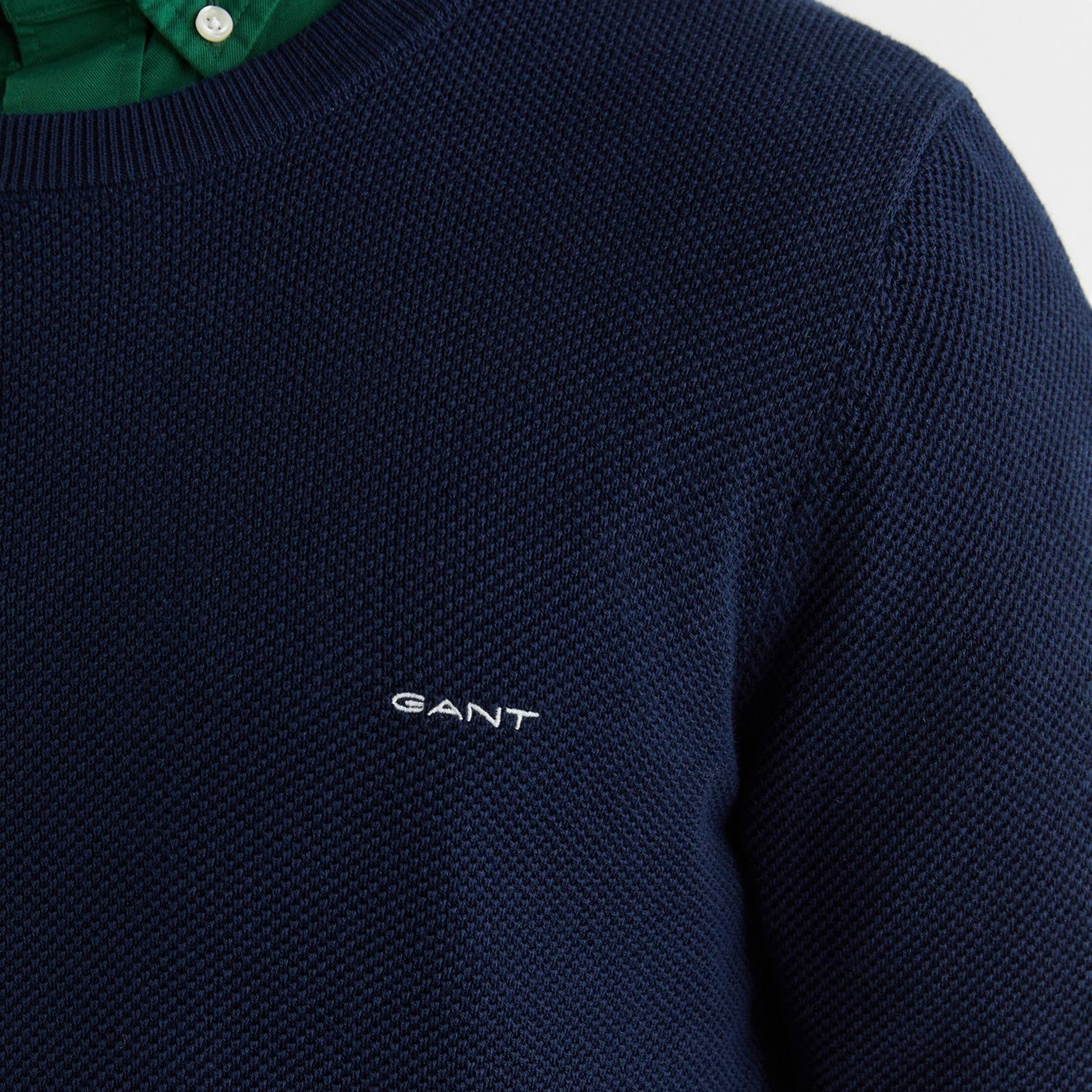 GANT Erkek Lacivert Regular Fit Bisiklet Yaka Kazak