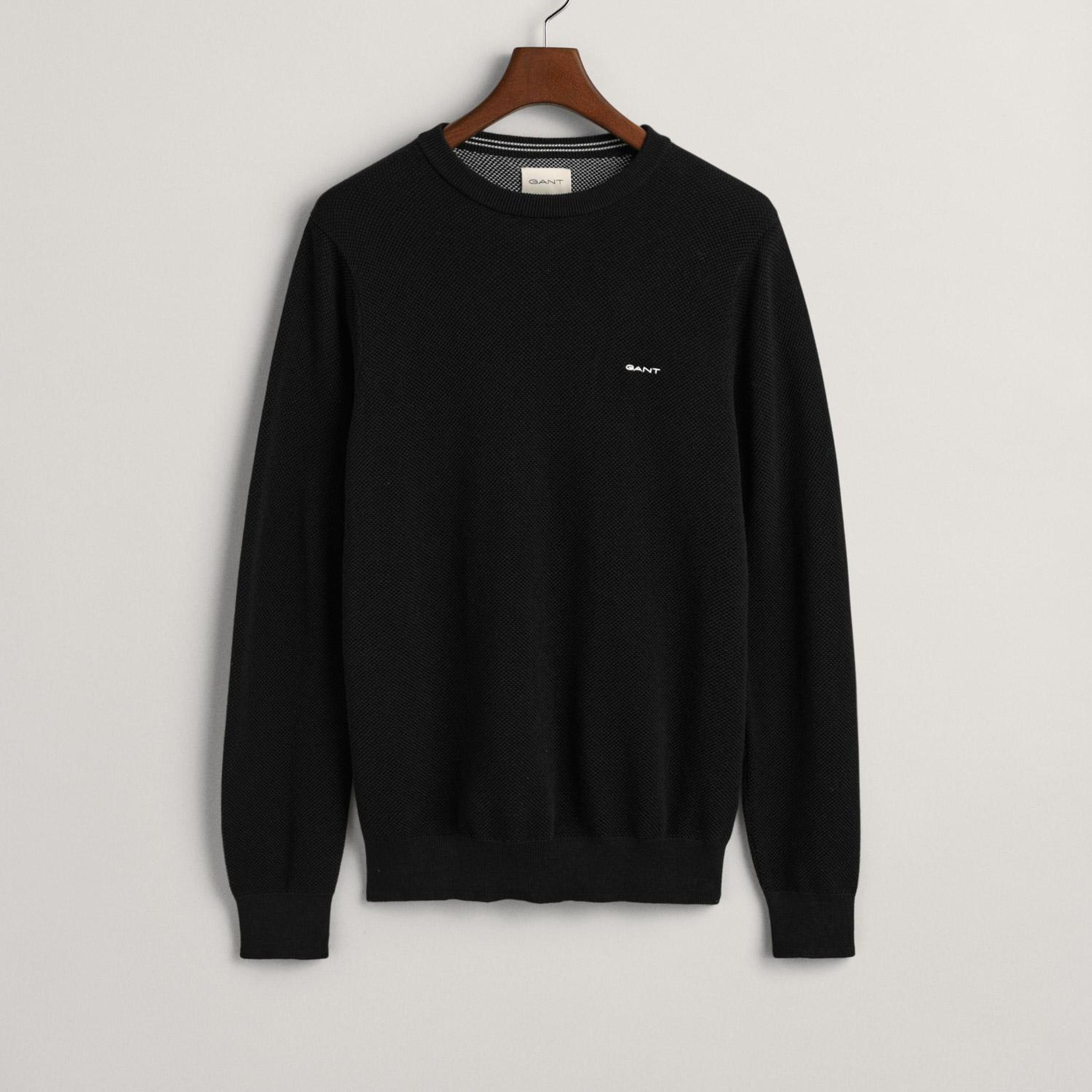 GANT Erkek Siyah Regular Fit Bisiklet Yaka Kazak