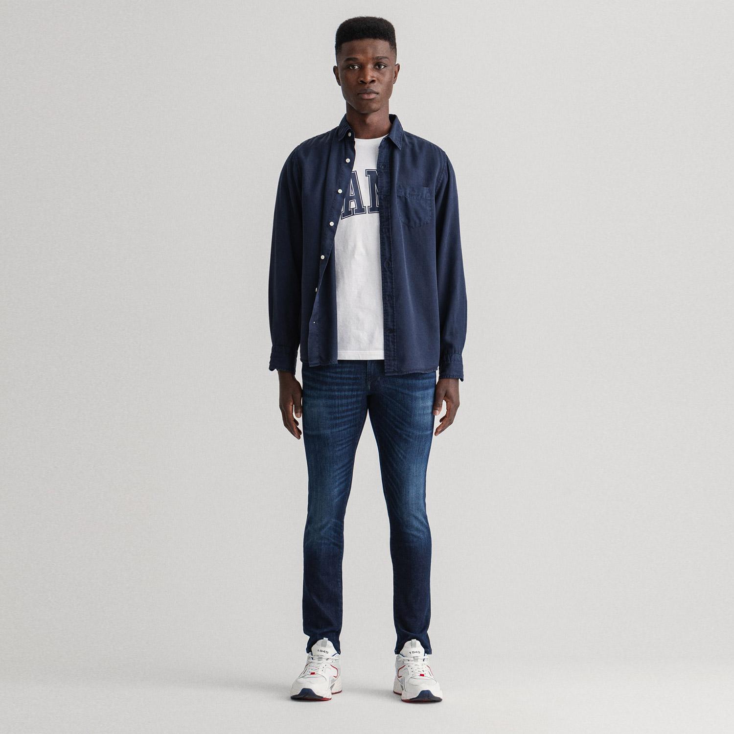 GANT Erkek Lacivert Extra Slim Fit Jean Pantolon