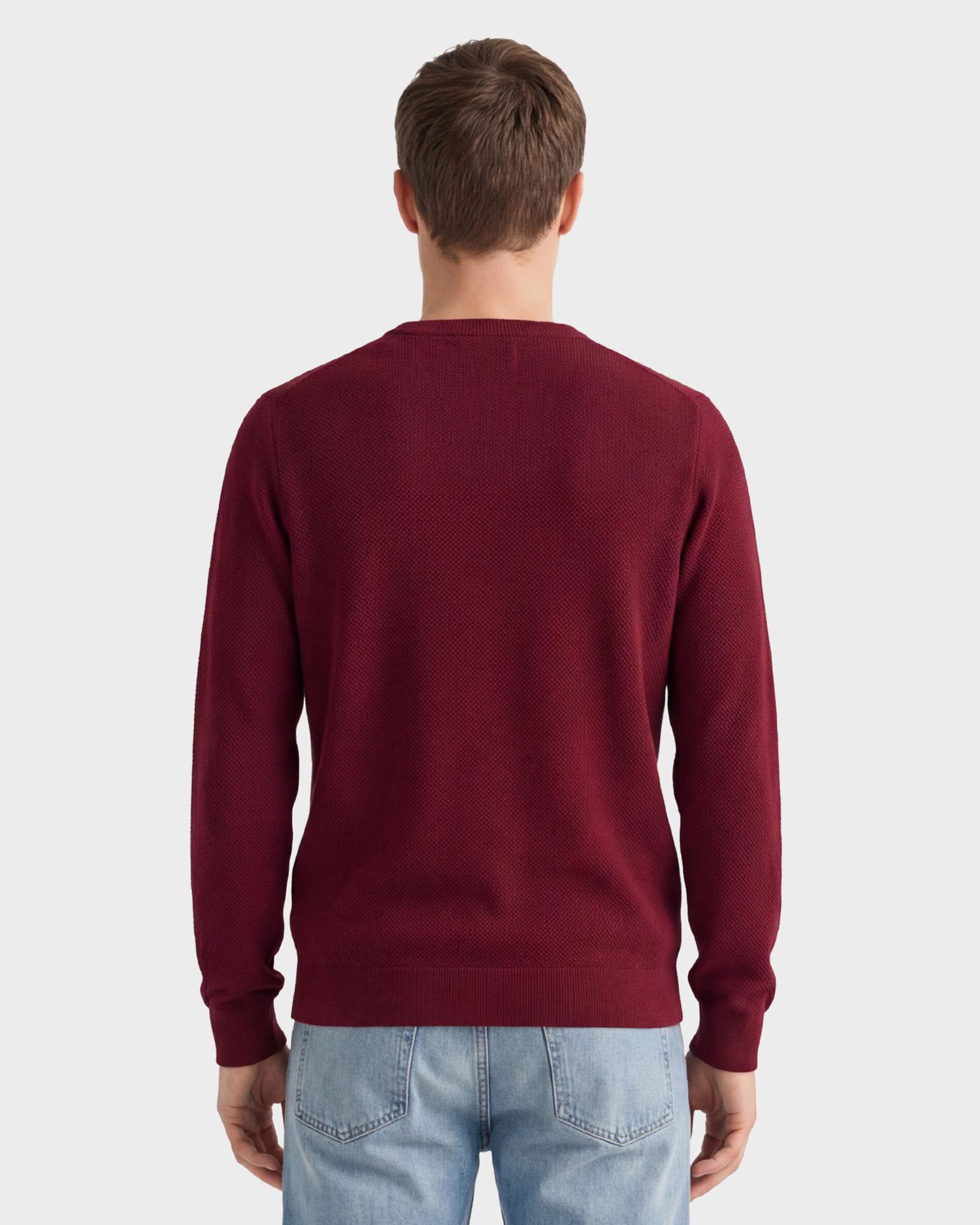 GANT Erkek Bordo Regular Fit Bisiklet Yaka Kazak