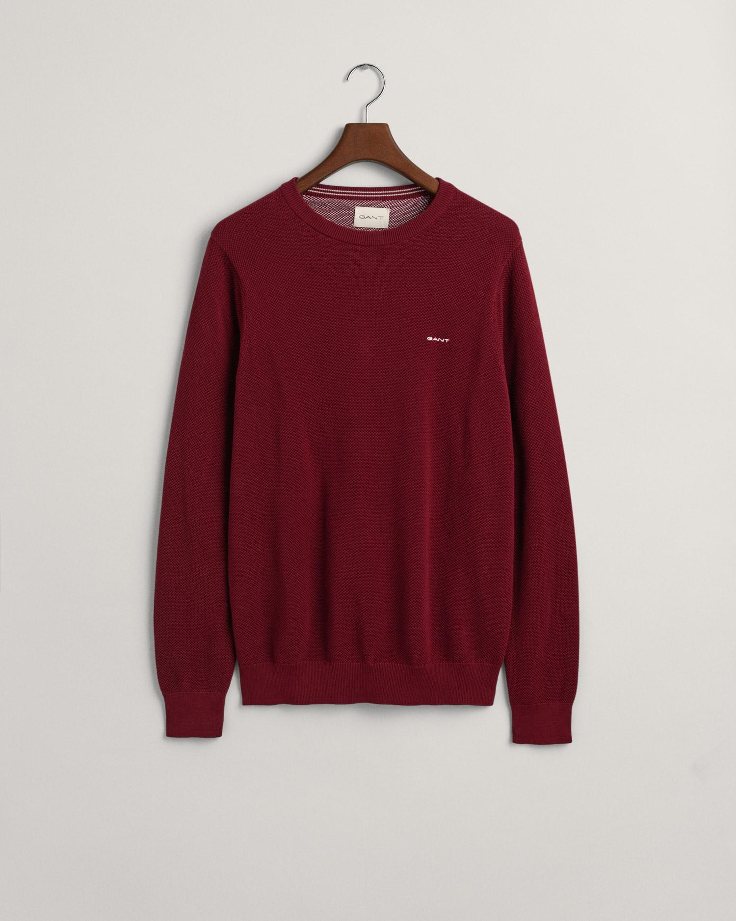 GANT Erkek Bordo Regular Fit Bisiklet Yaka Kazak