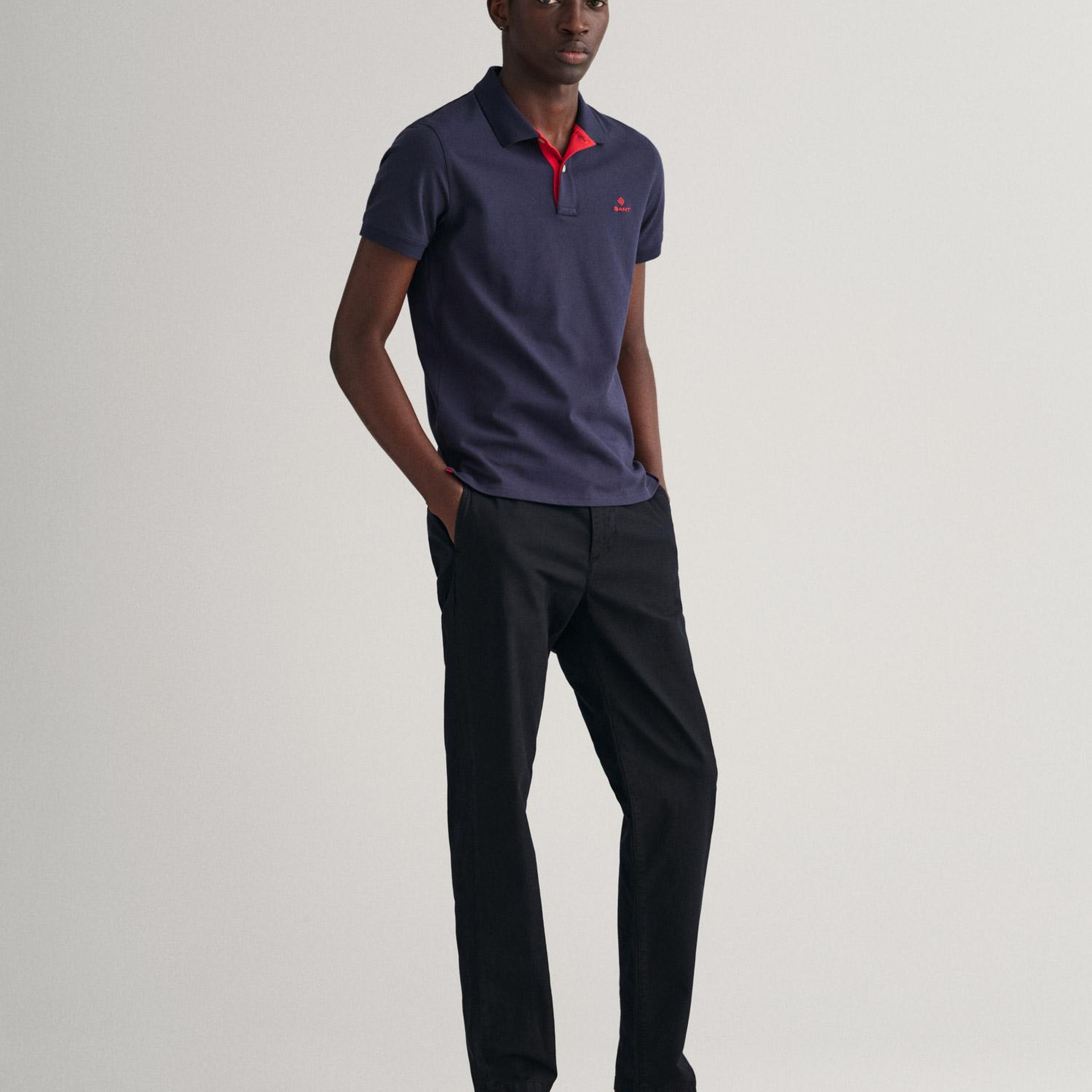 GANT Erkek Lacivert Slim Fit Polo