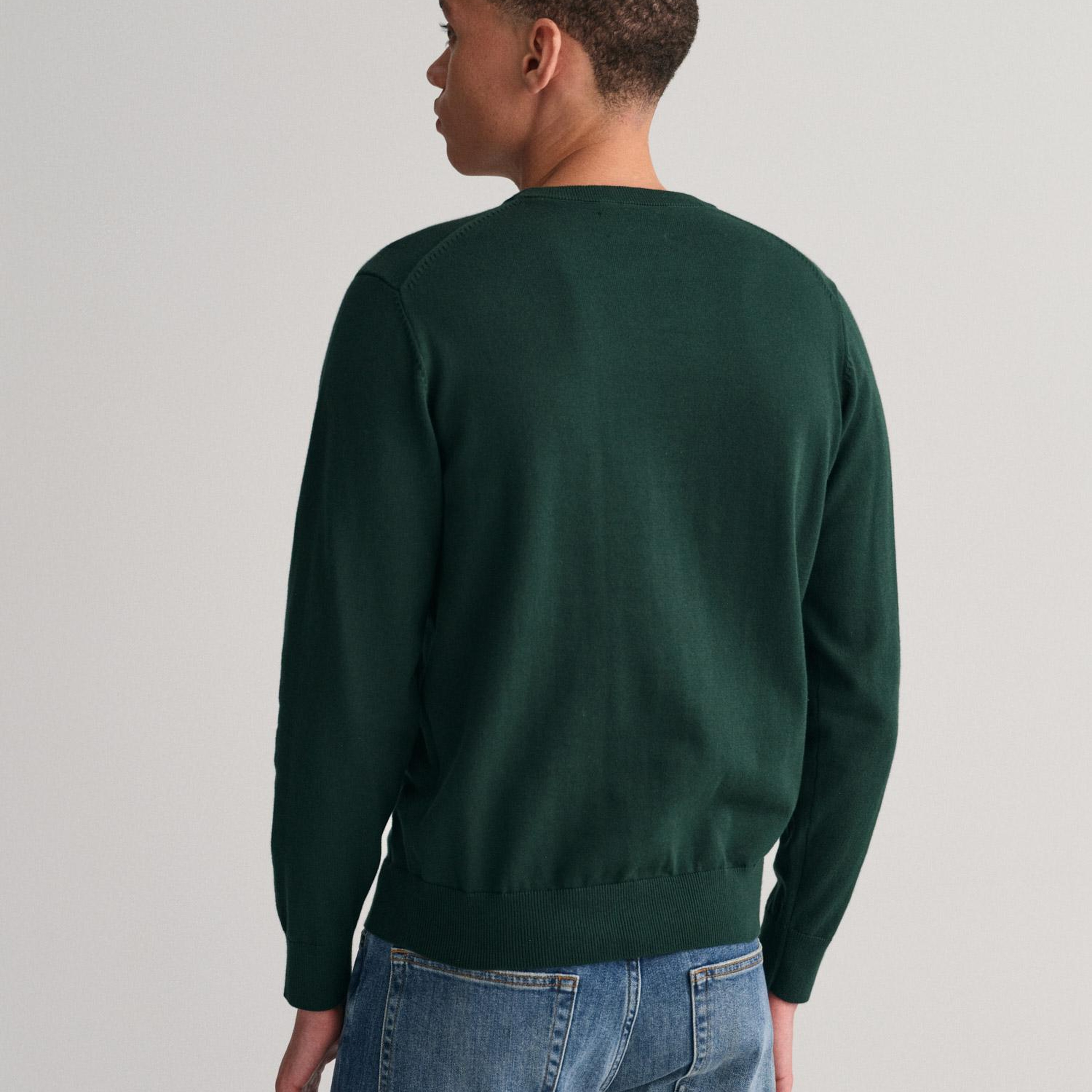 GANT Erkek Yeşil Regular Fit Bisiklet Yaka Kazak