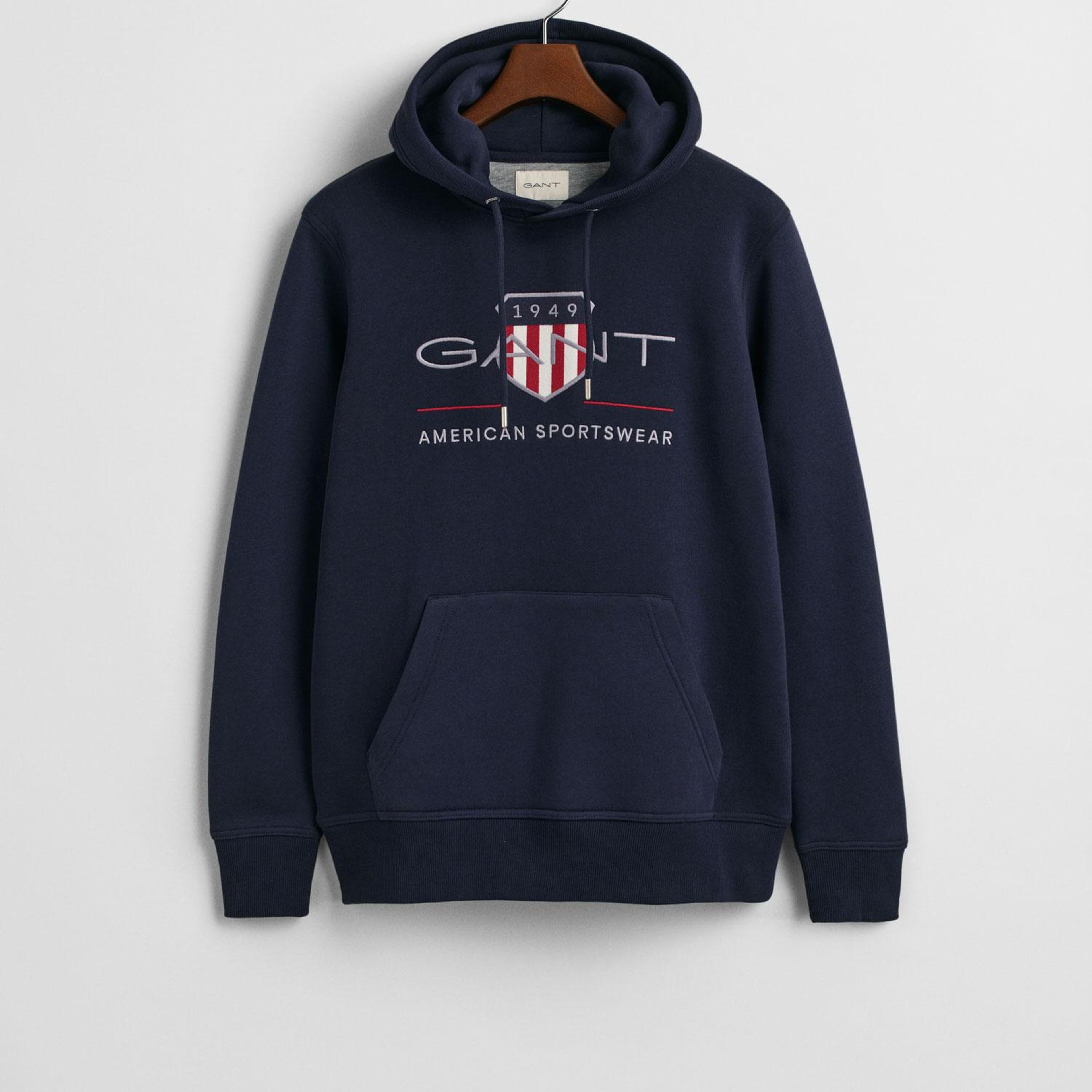 GANT Erkek Lacivert Regular Fit Kapüşonlu Logolu Sweatshirt