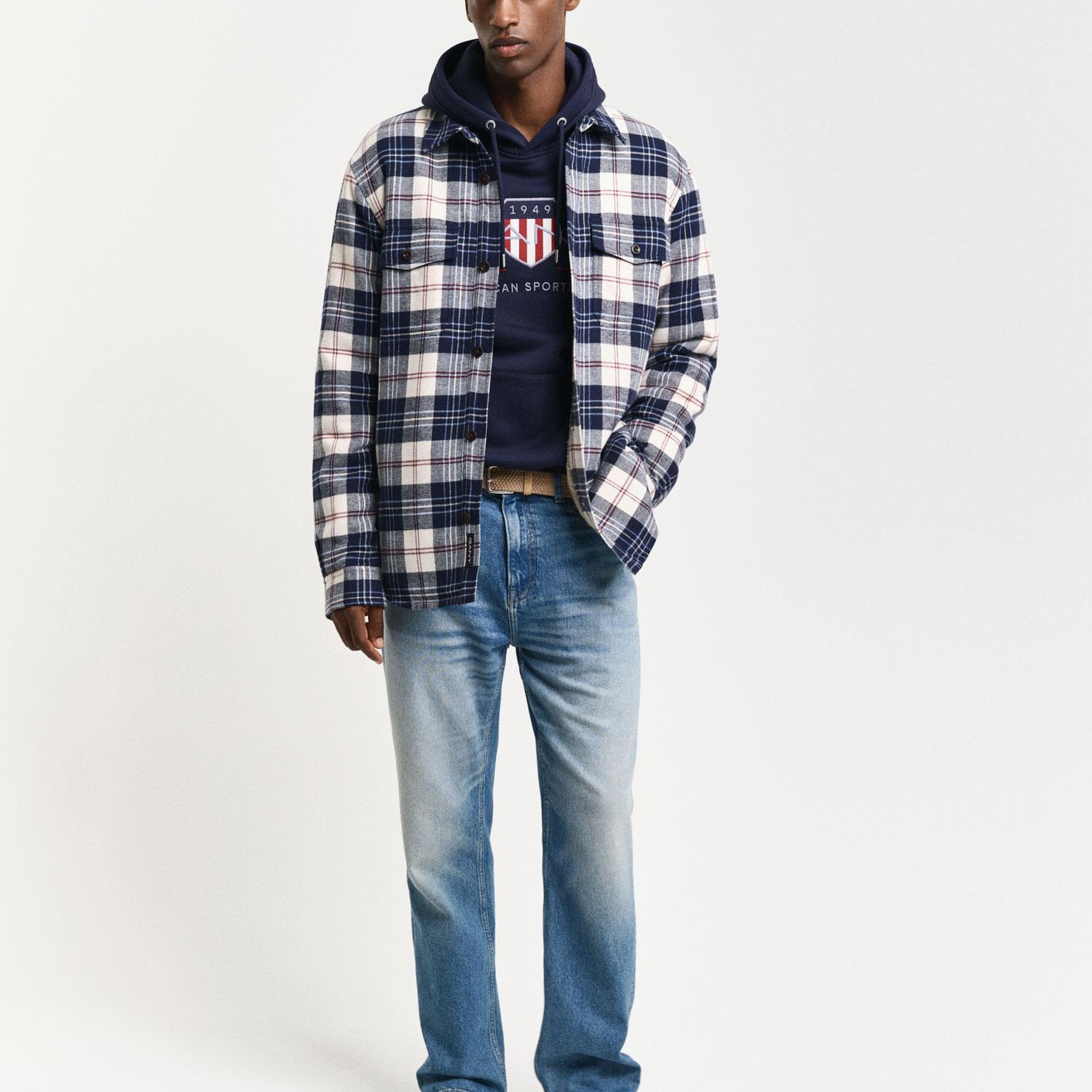 GANT Erkek Lacivert Regular Fit Kapüşonlu Logolu Sweatshirt