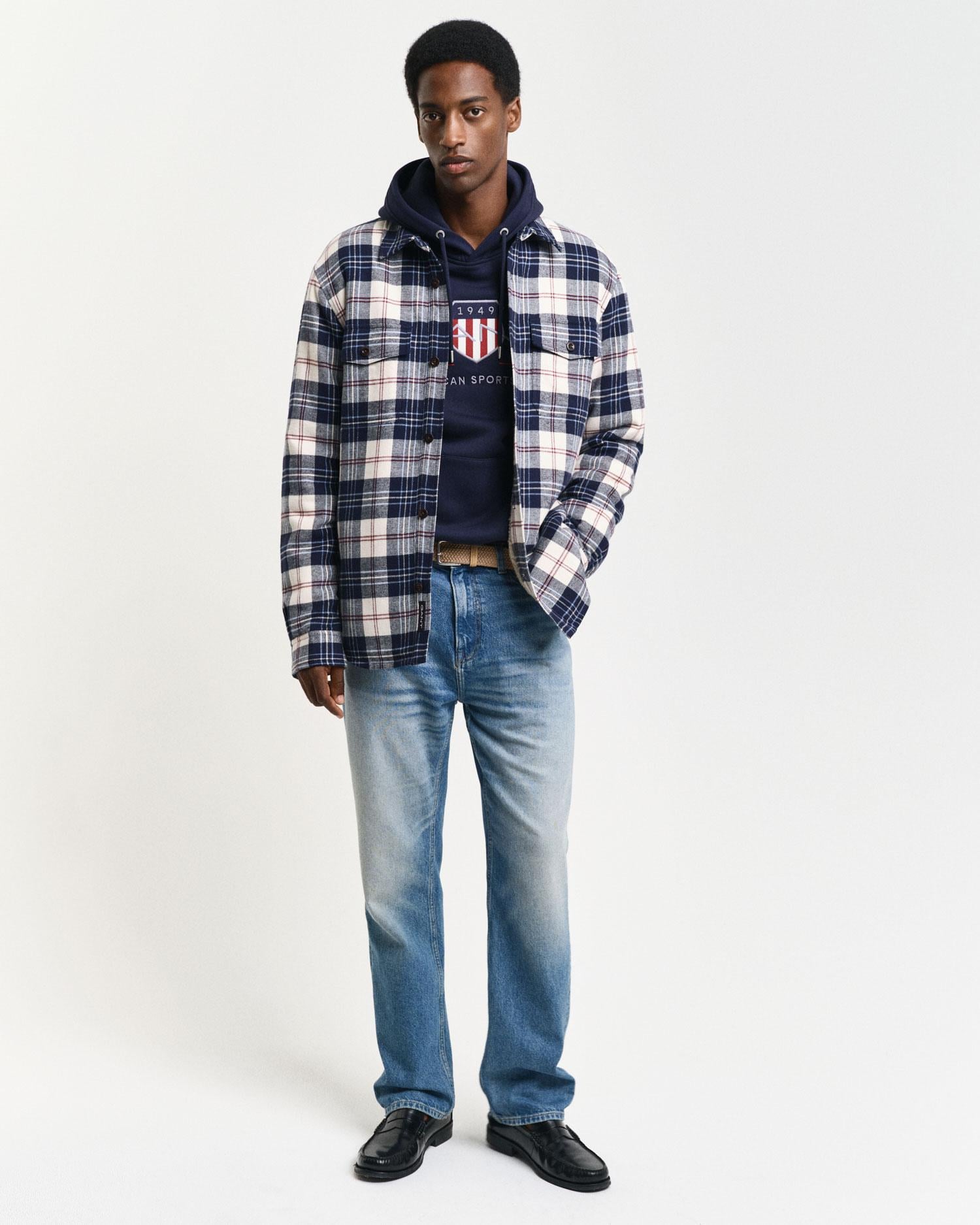 GANT Erkek Lacivert Regular Fit Kapüşonlu Logolu Sweatshirt