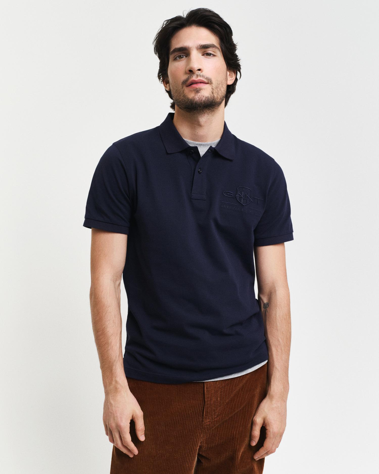 GANT Erkek Lacivert Regular Fit Logolu Polo