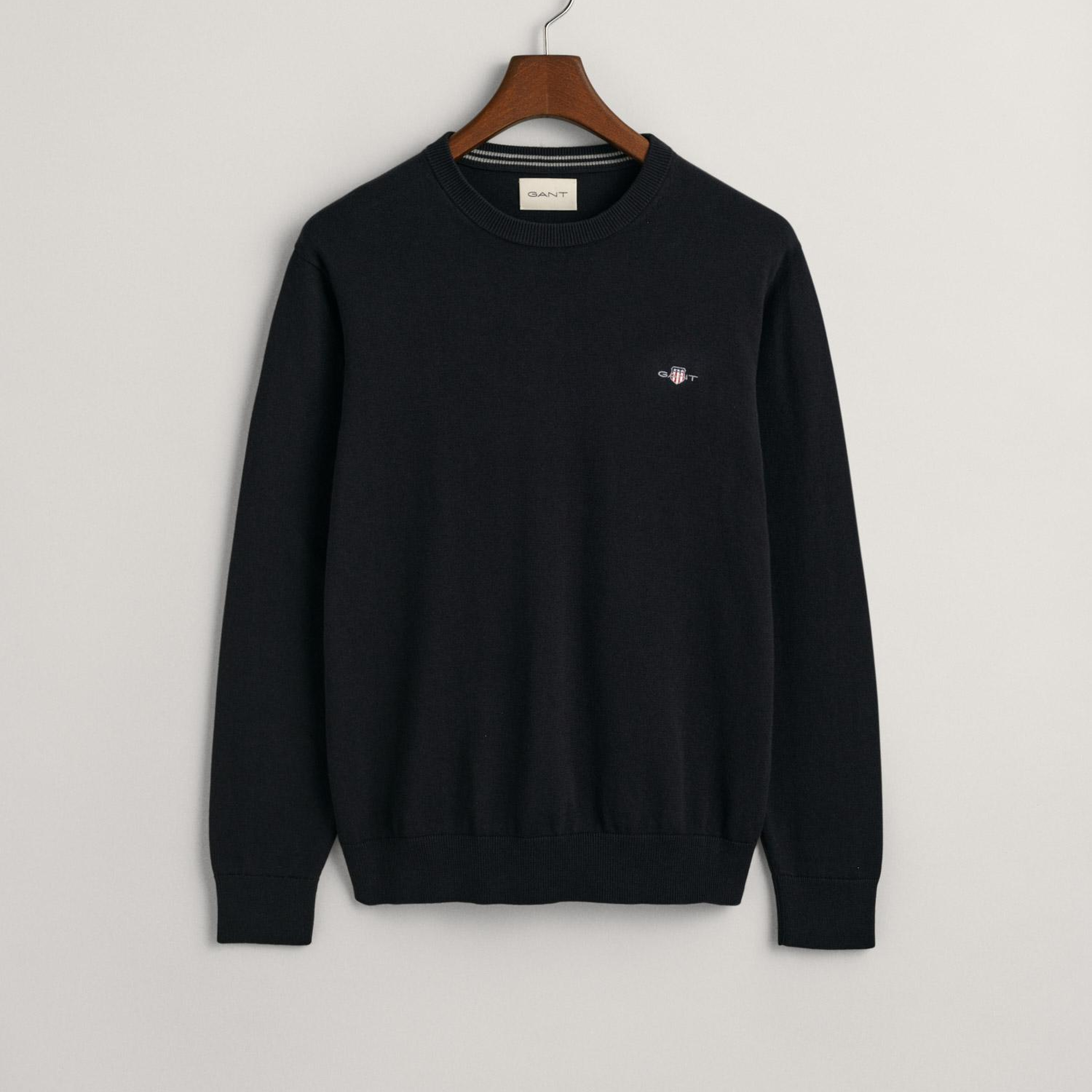 GANT Erkek Siyah Regular Fit Bisiklet Yaka Kazak