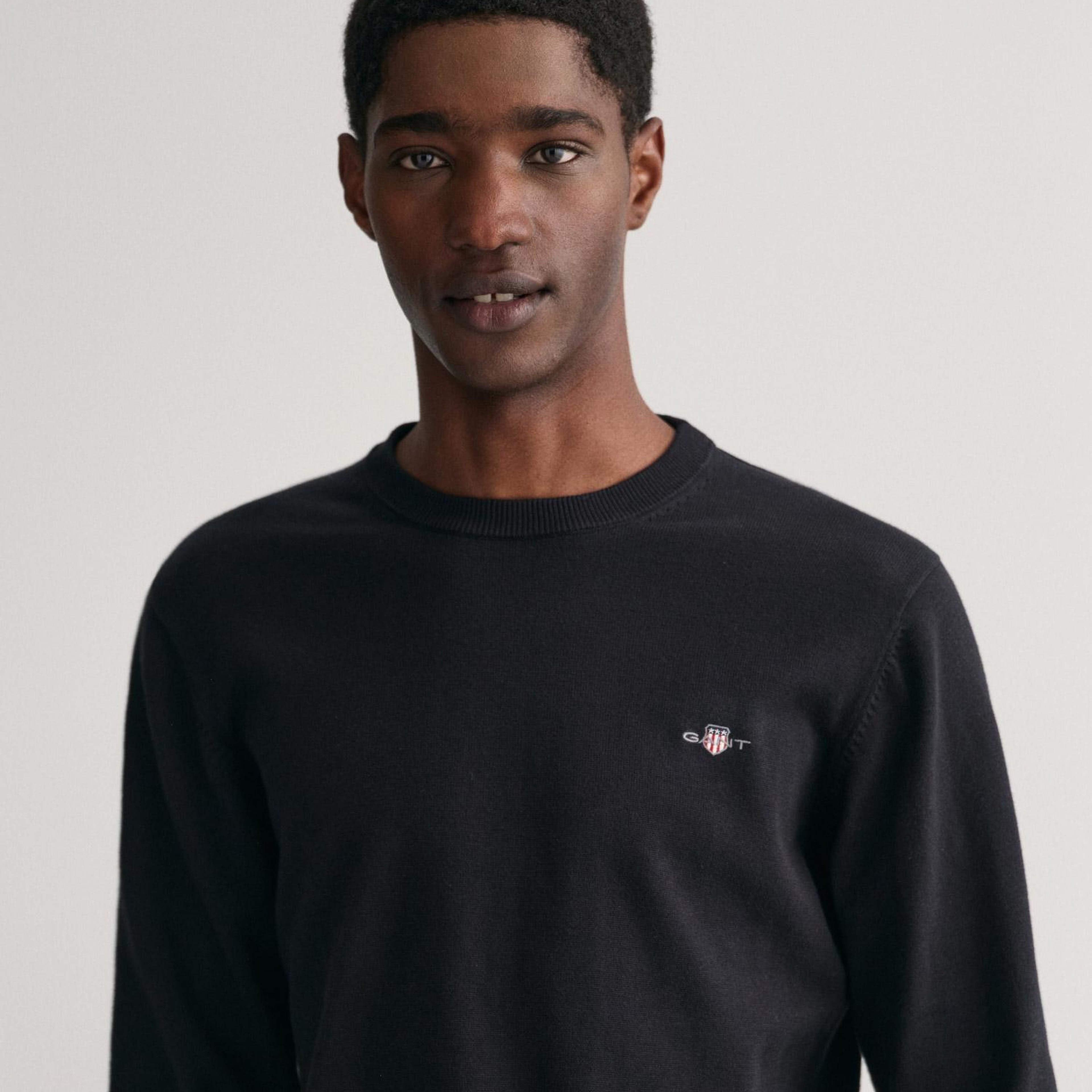 GANT Erkek Siyah Regular Fit Bisiklet Yaka Kazak