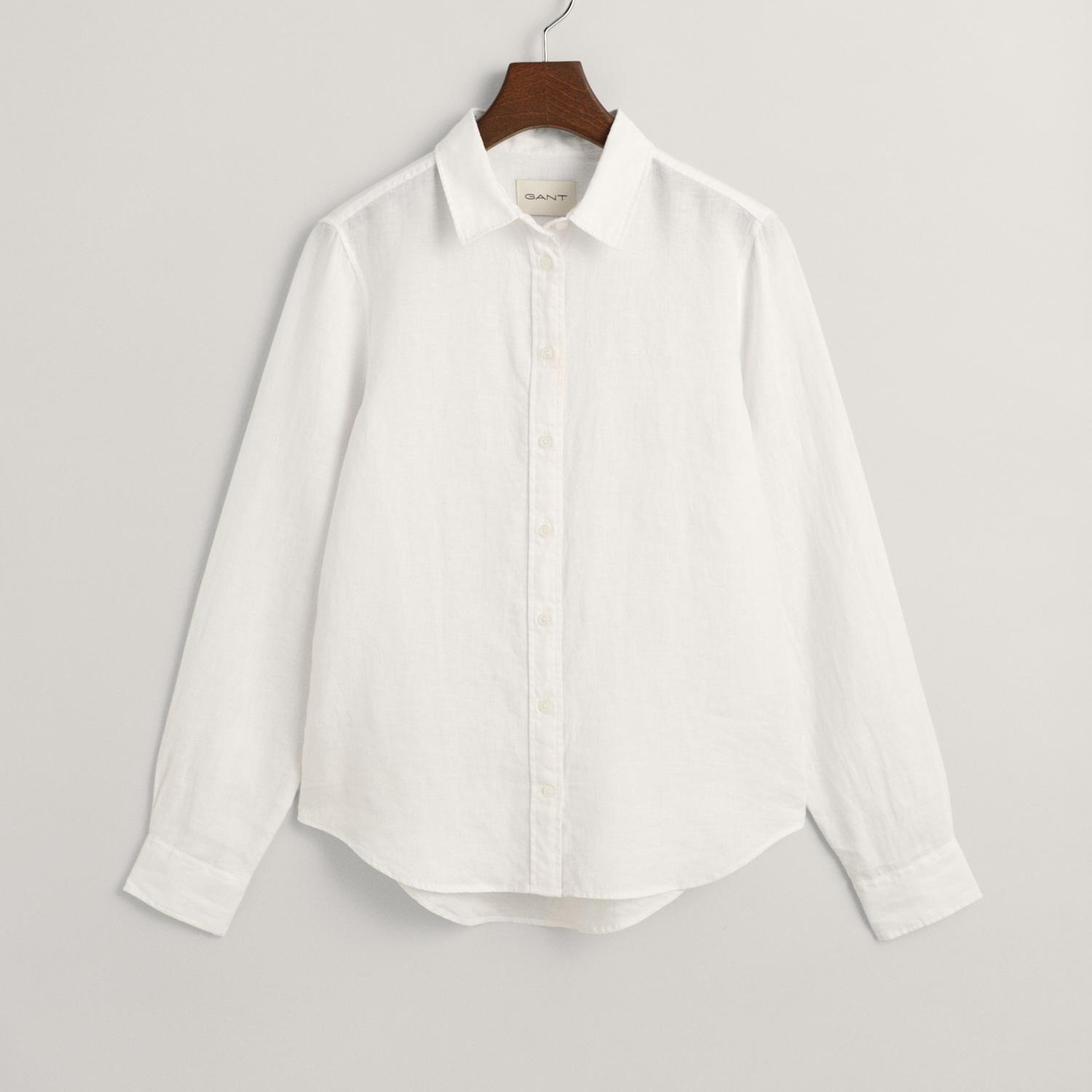 GANT Kadın Beyaz Regular Fit Klasik Yaka Keten Gömlek