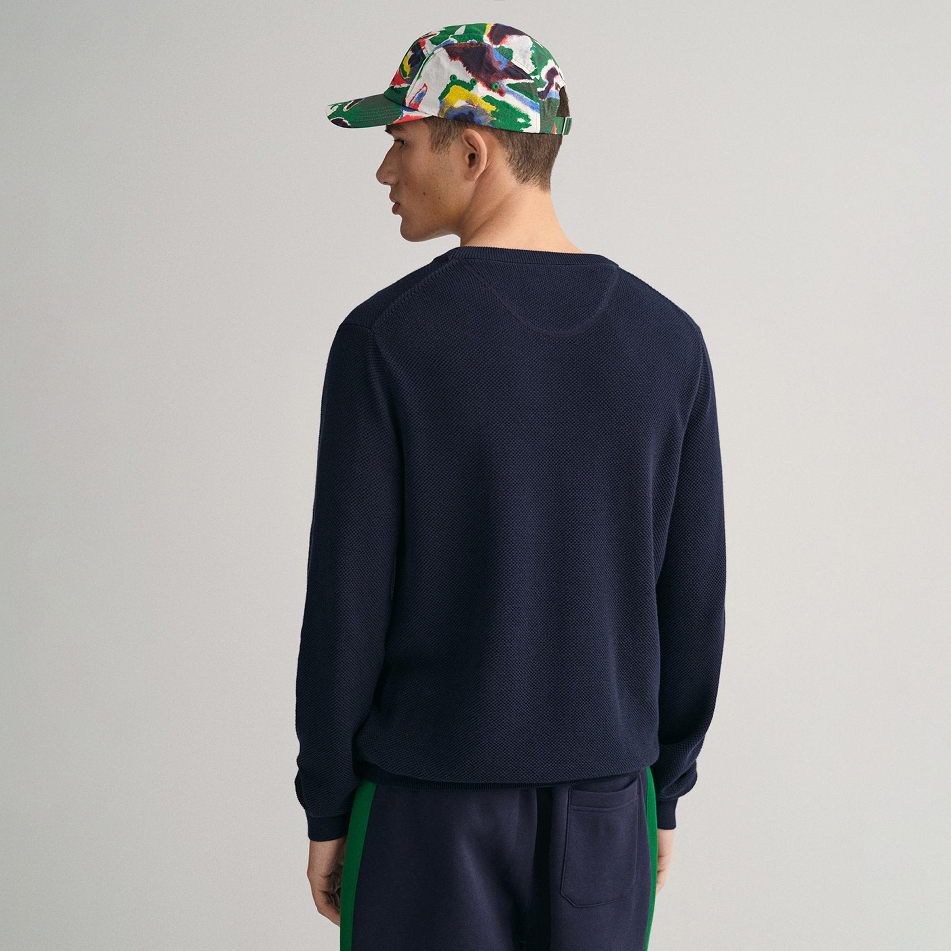 GANT Erkek Lacivert Regular Fit Bisiklet Yaka Kazak