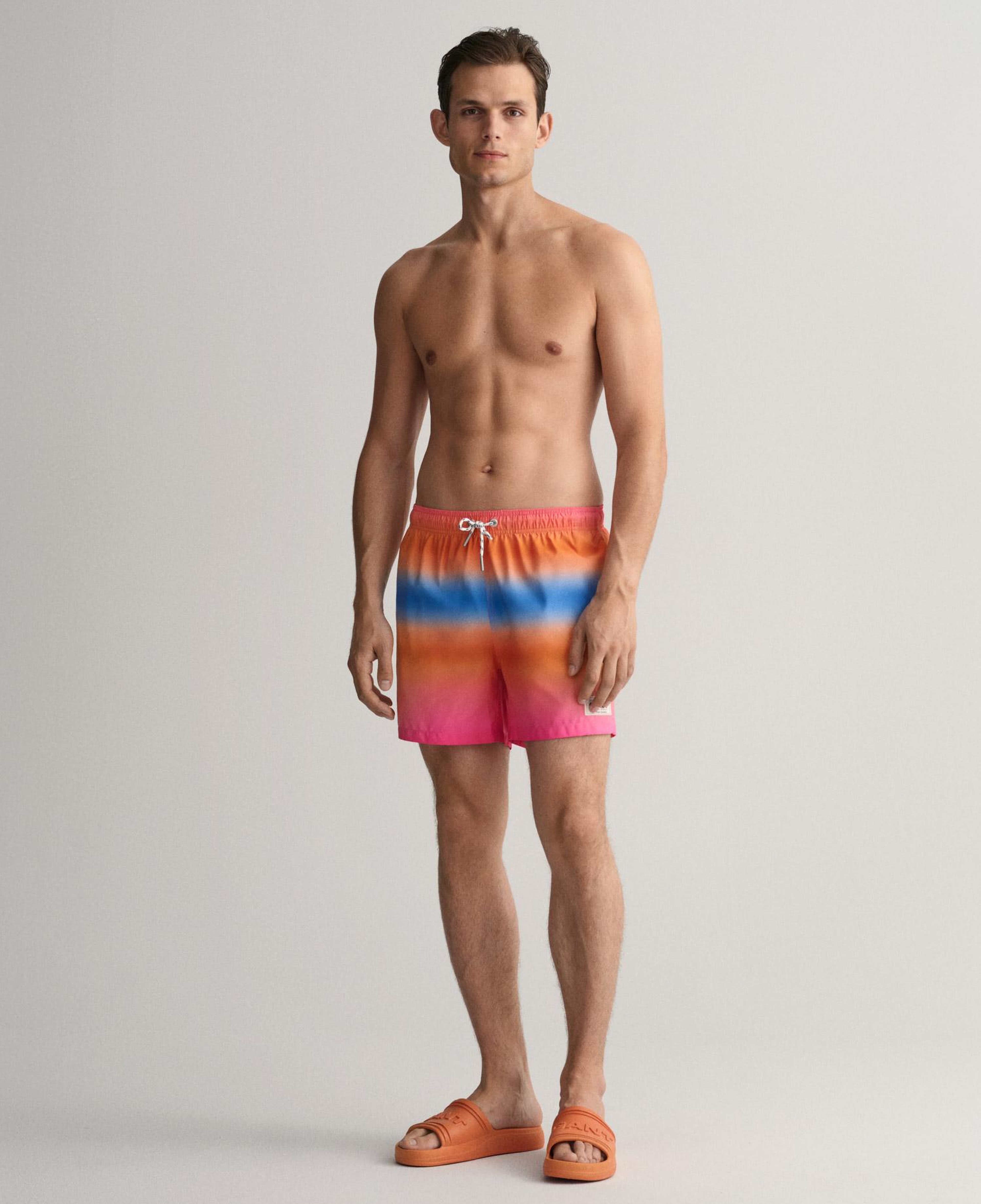 GANT Erkek Pembe Classic Fit Desenli Mayo Şort