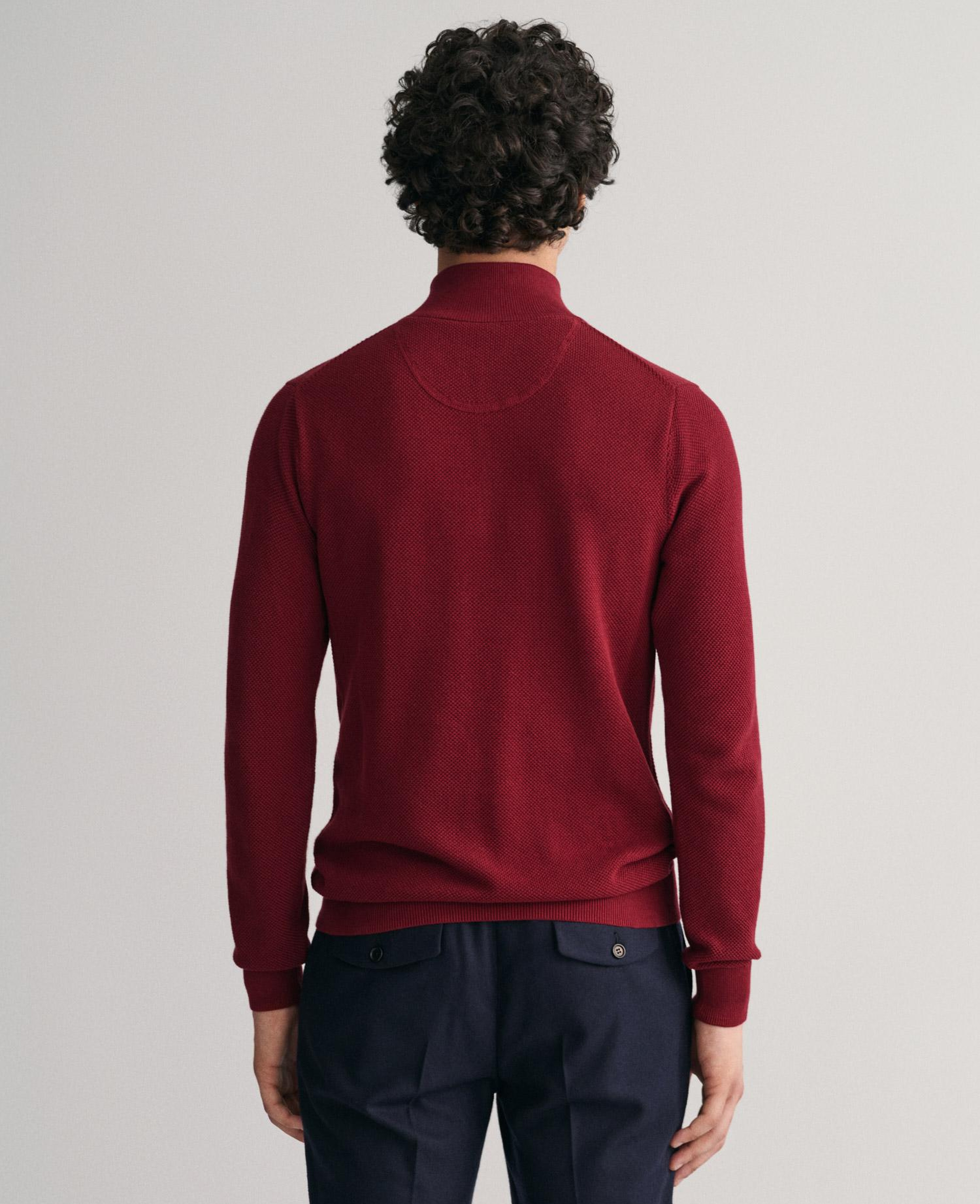 GANT Erkek Bordo Regular Fit Yarım Fermuarlı Kazak
