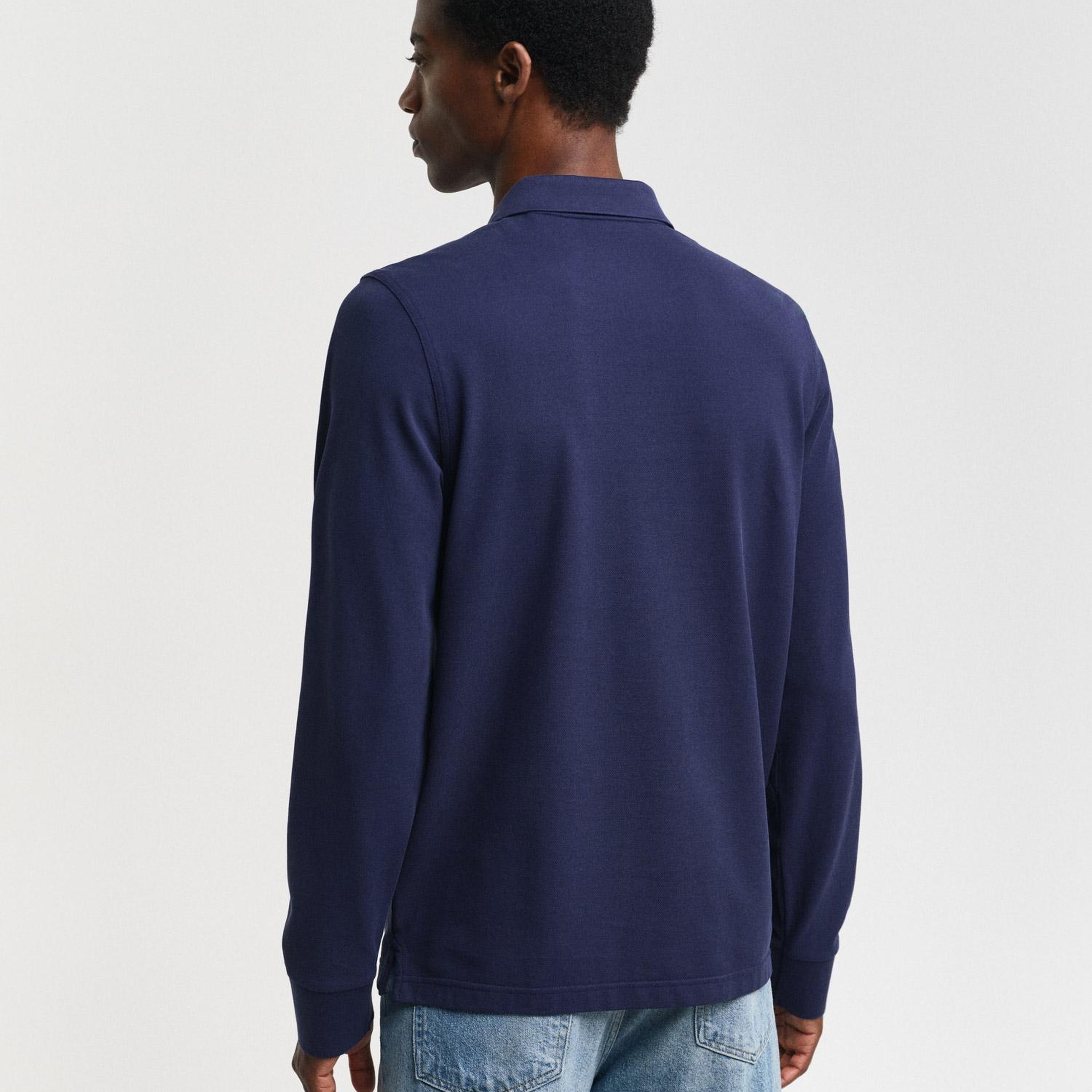 GANT Erkek Lacivert Regular Fit Uzun Kollu Polo