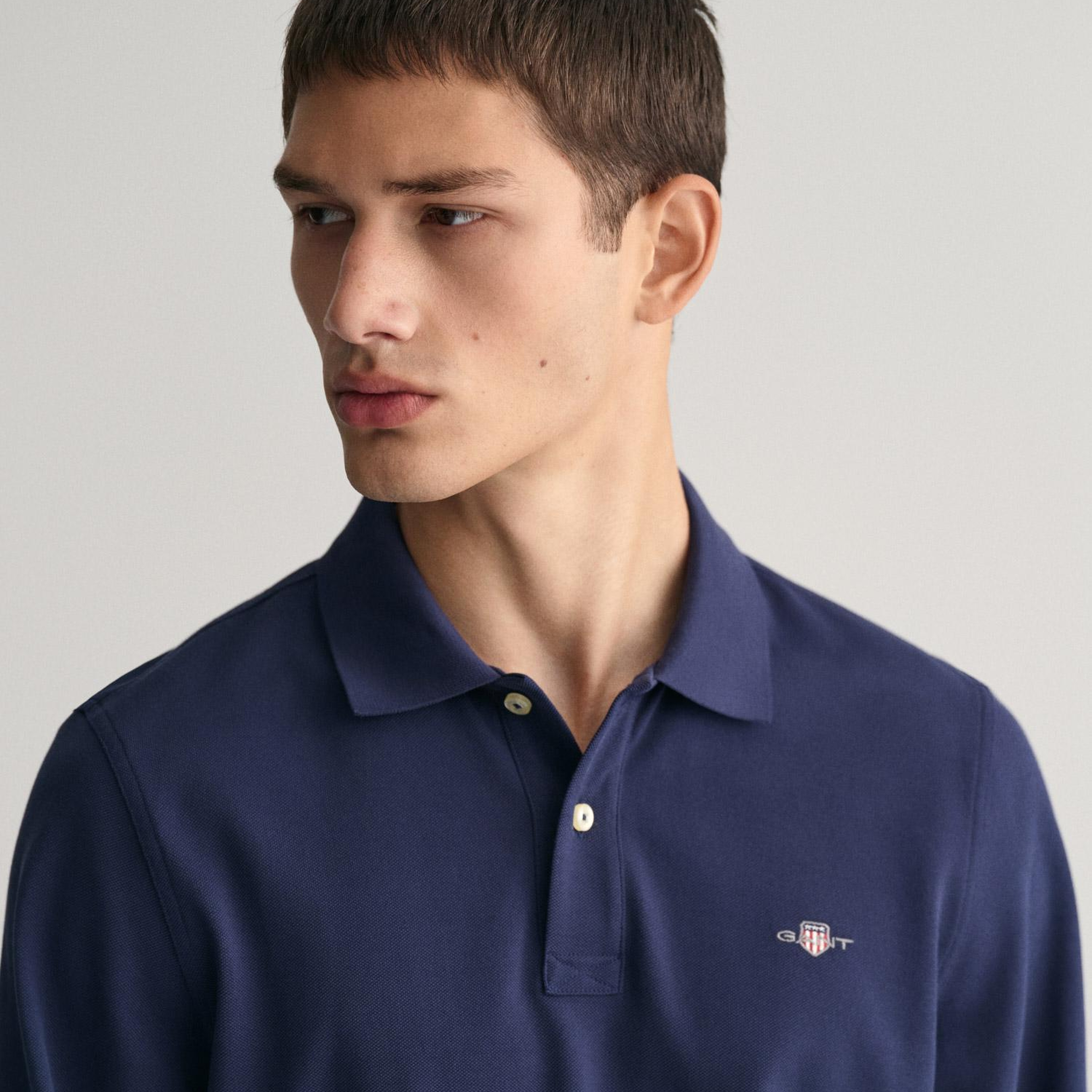 GANT Erkek Lacivert Regular Fit Uzun Kollu Polo