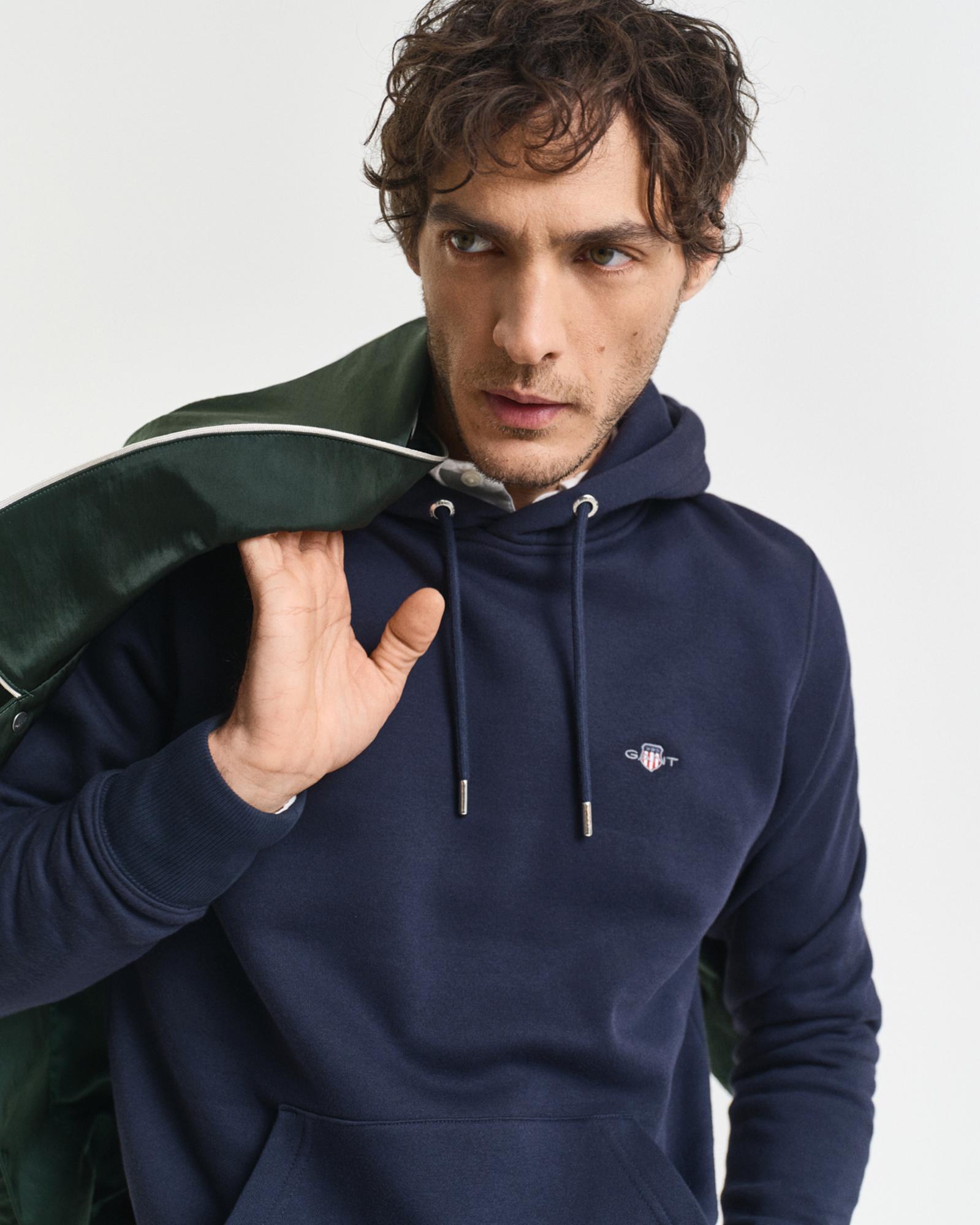 GANT Erkek Lacivert Regular Fit Kapüşonlu Sweatshirt