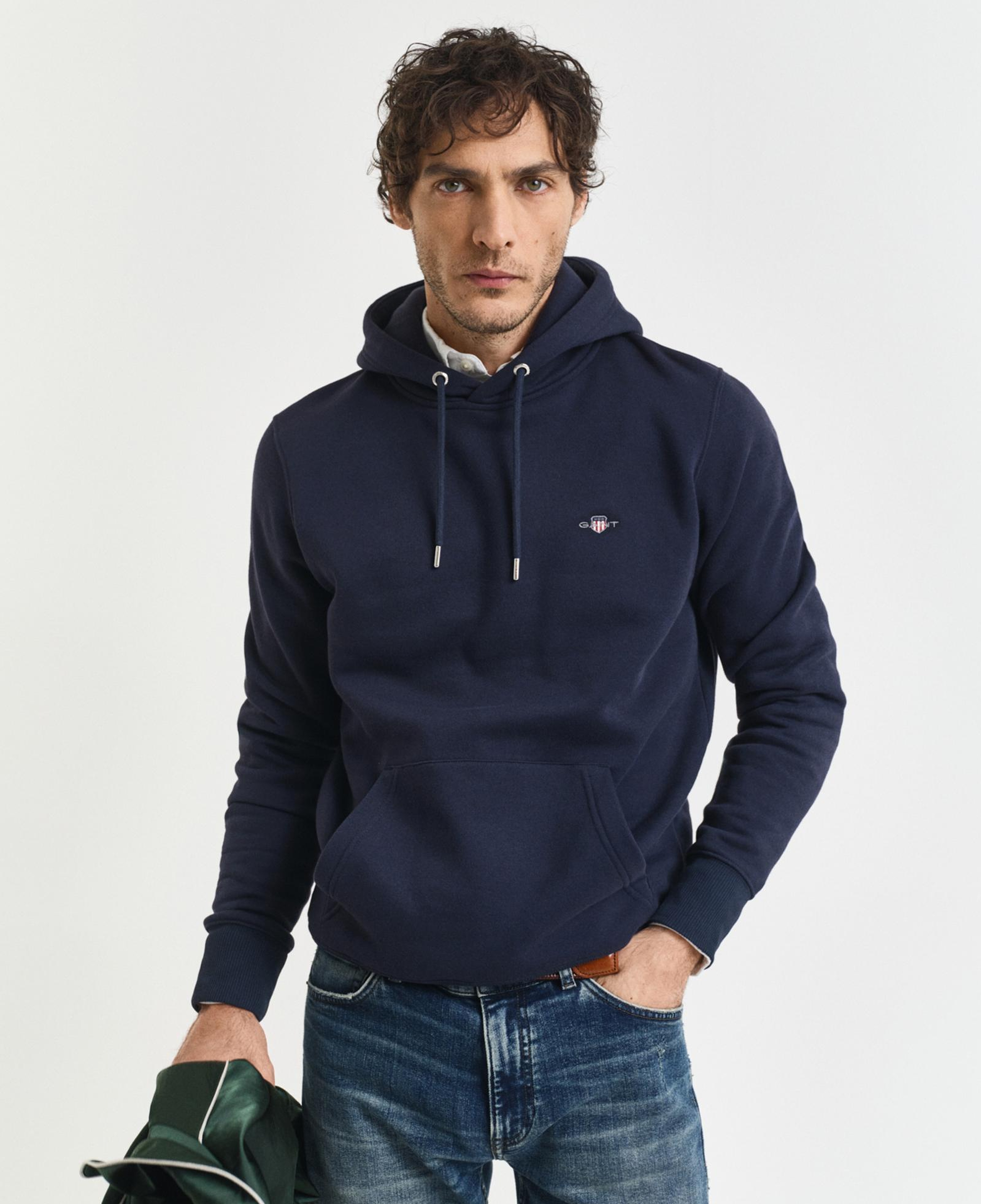 GANT Erkek Lacivert Regular Fit Kapüşonlu Sweatshirt