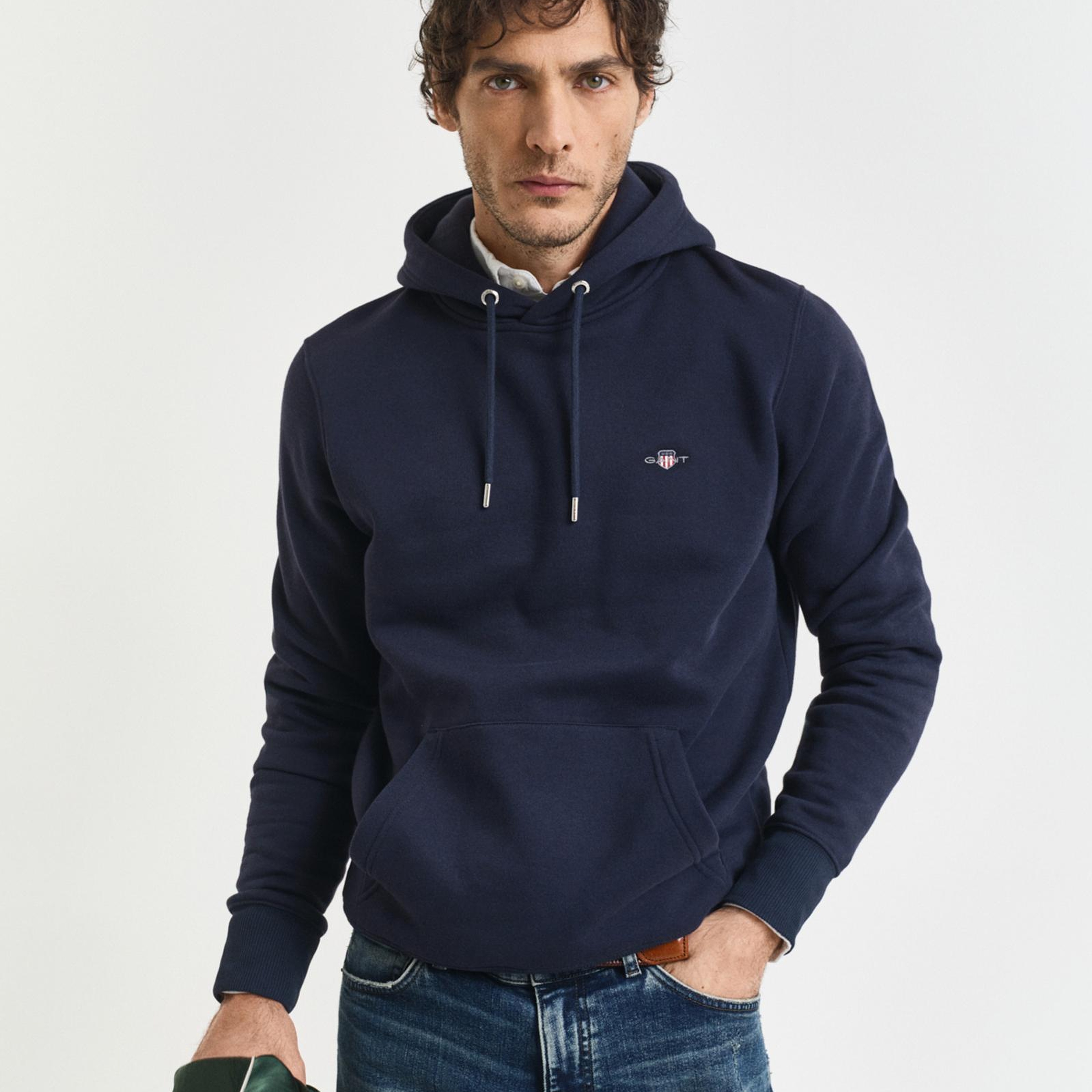GANT Erkek Lacivert Regular Fit Kapüşonlu Sweatshirt