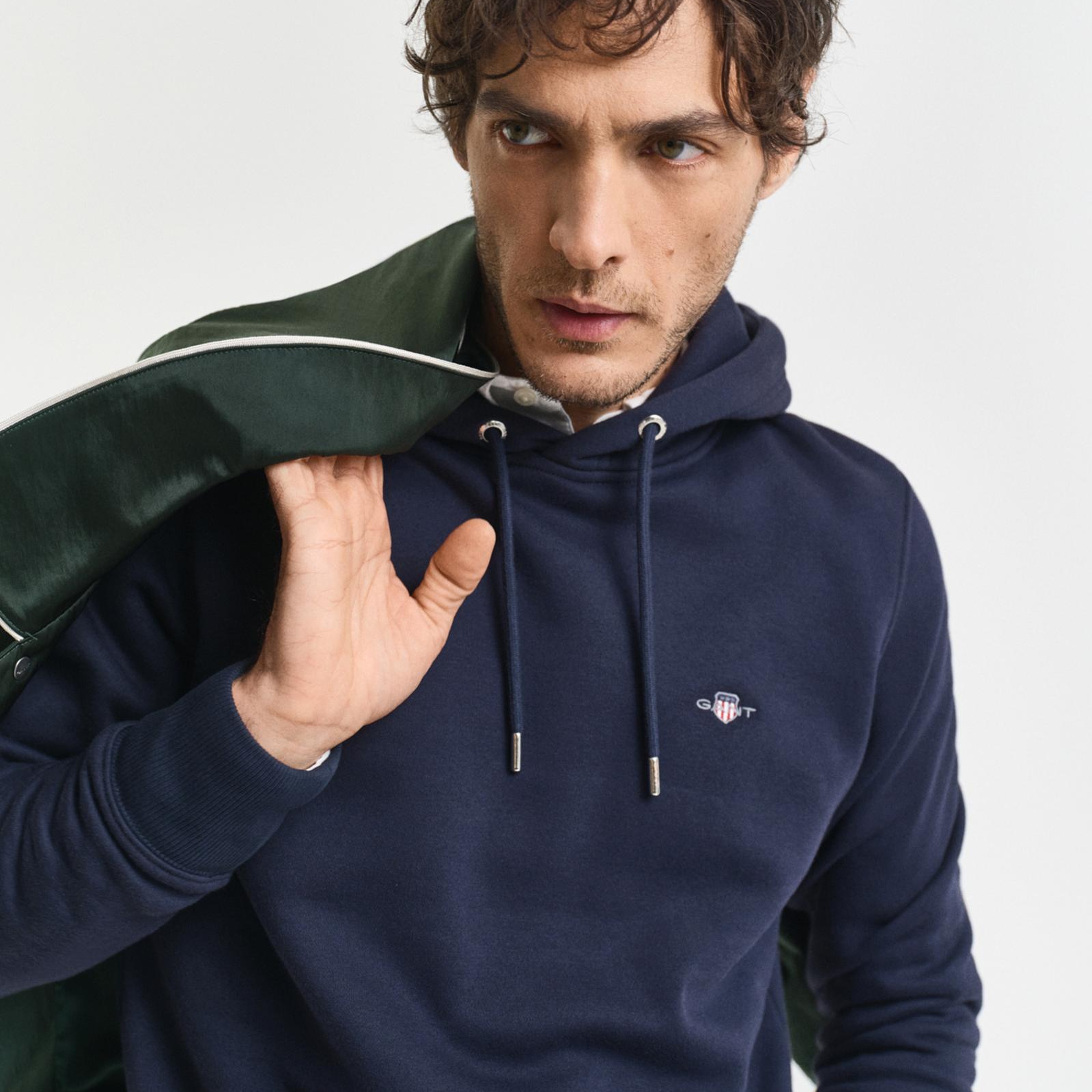 GANT Erkek Lacivert Regular Fit Kapüşonlu Sweatshirt