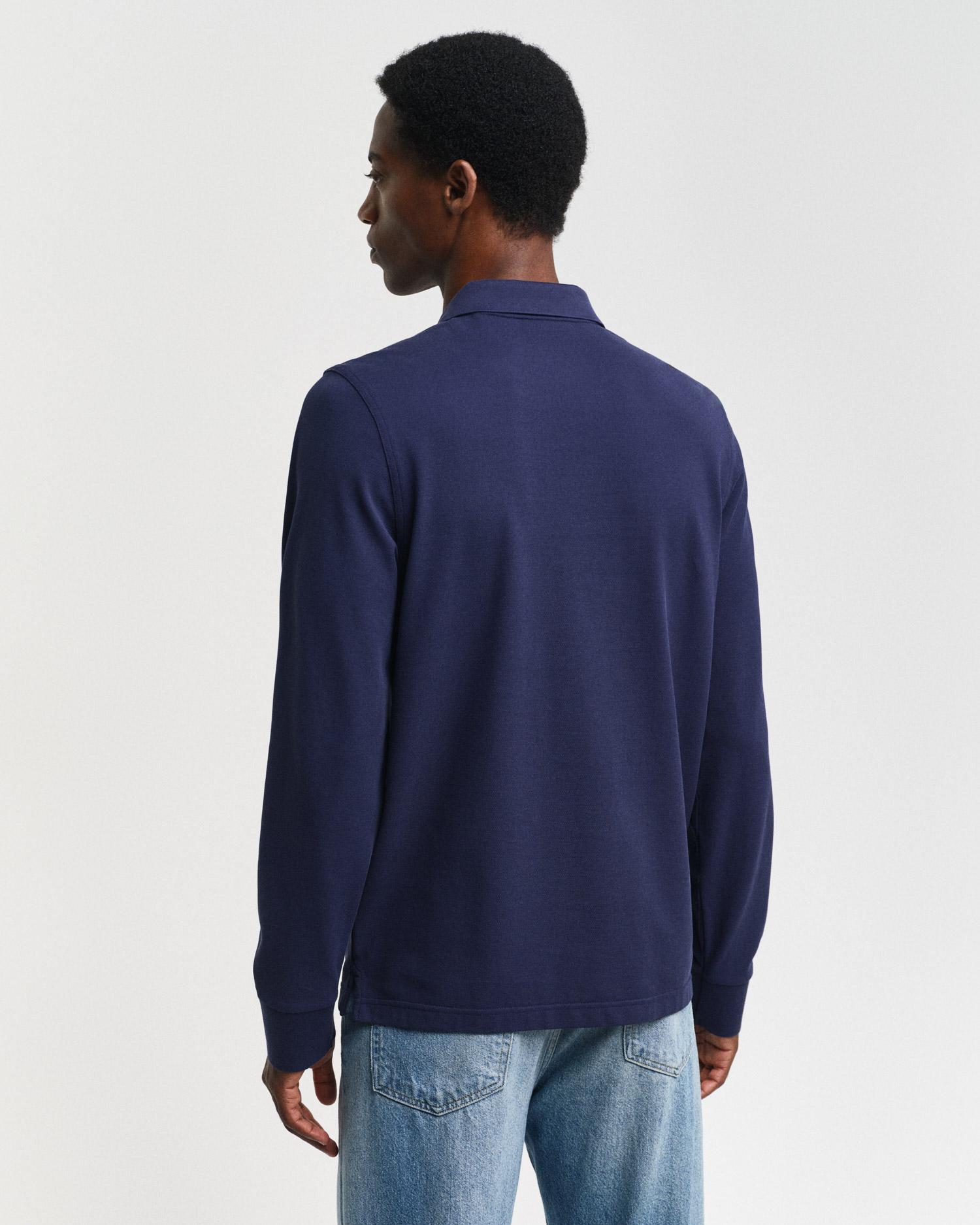 GANT Erkek Lacivert Regular Fit Uzun Kollu Polo