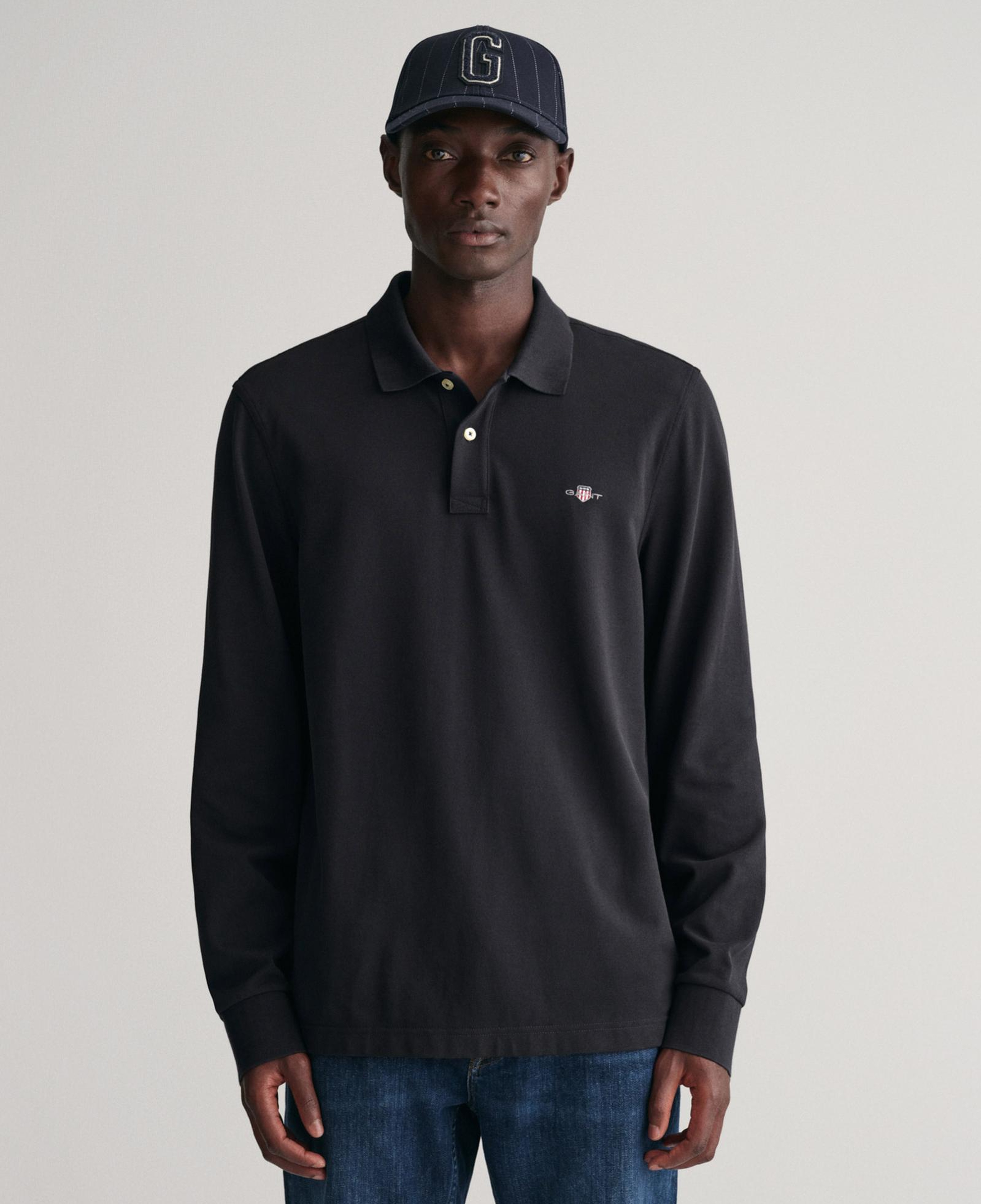 GANT Erkek Siyah Regular Fit Uzun Kollu Polo