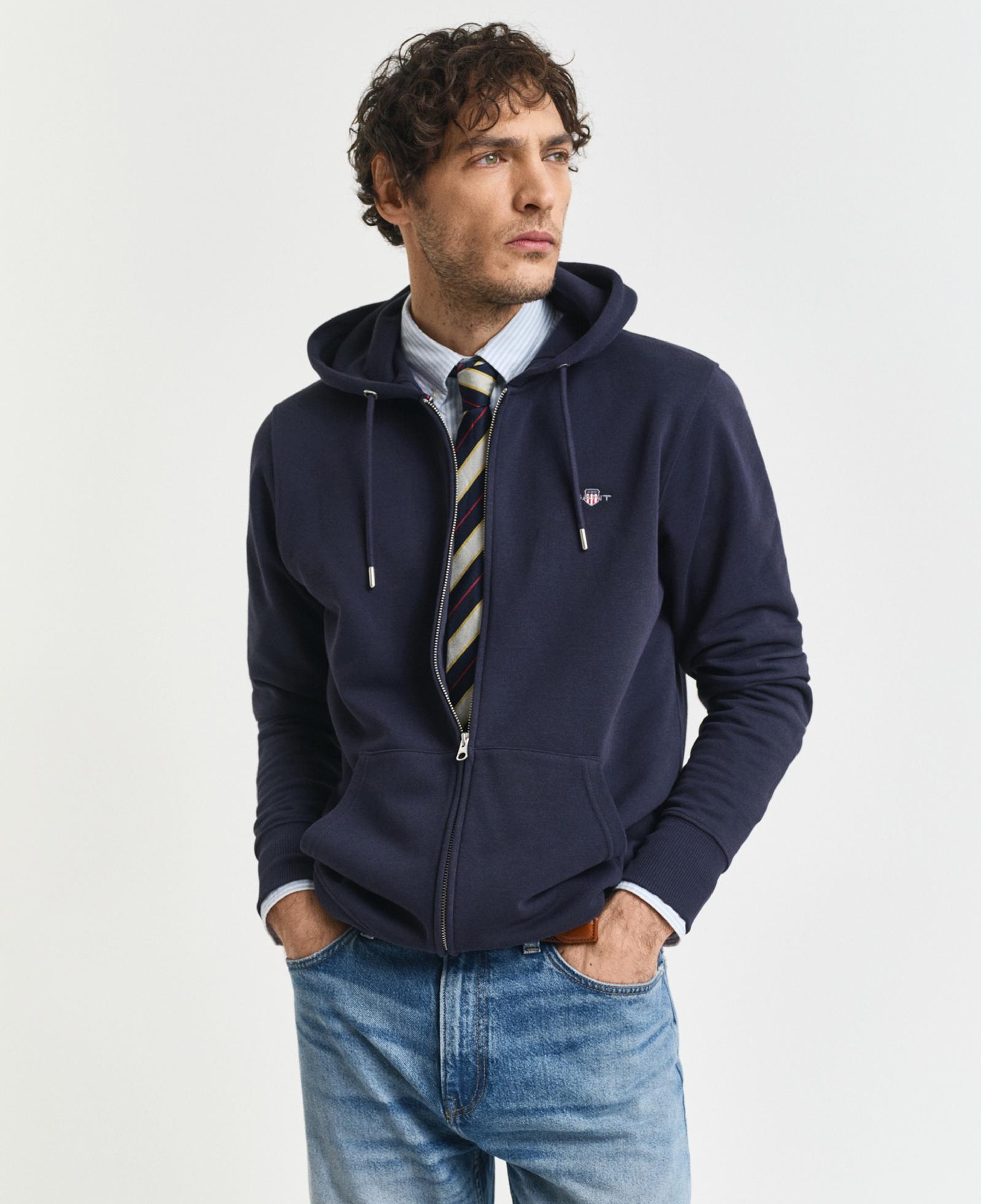 GANT Erkek Lacivert Regular Fit Fermuarlı Sweatshirt