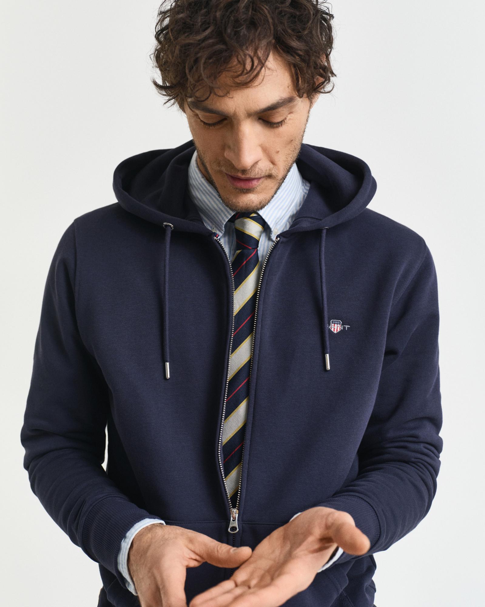 GANT Erkek Lacivert Regular Fit Fermuarlı Sweatshirt