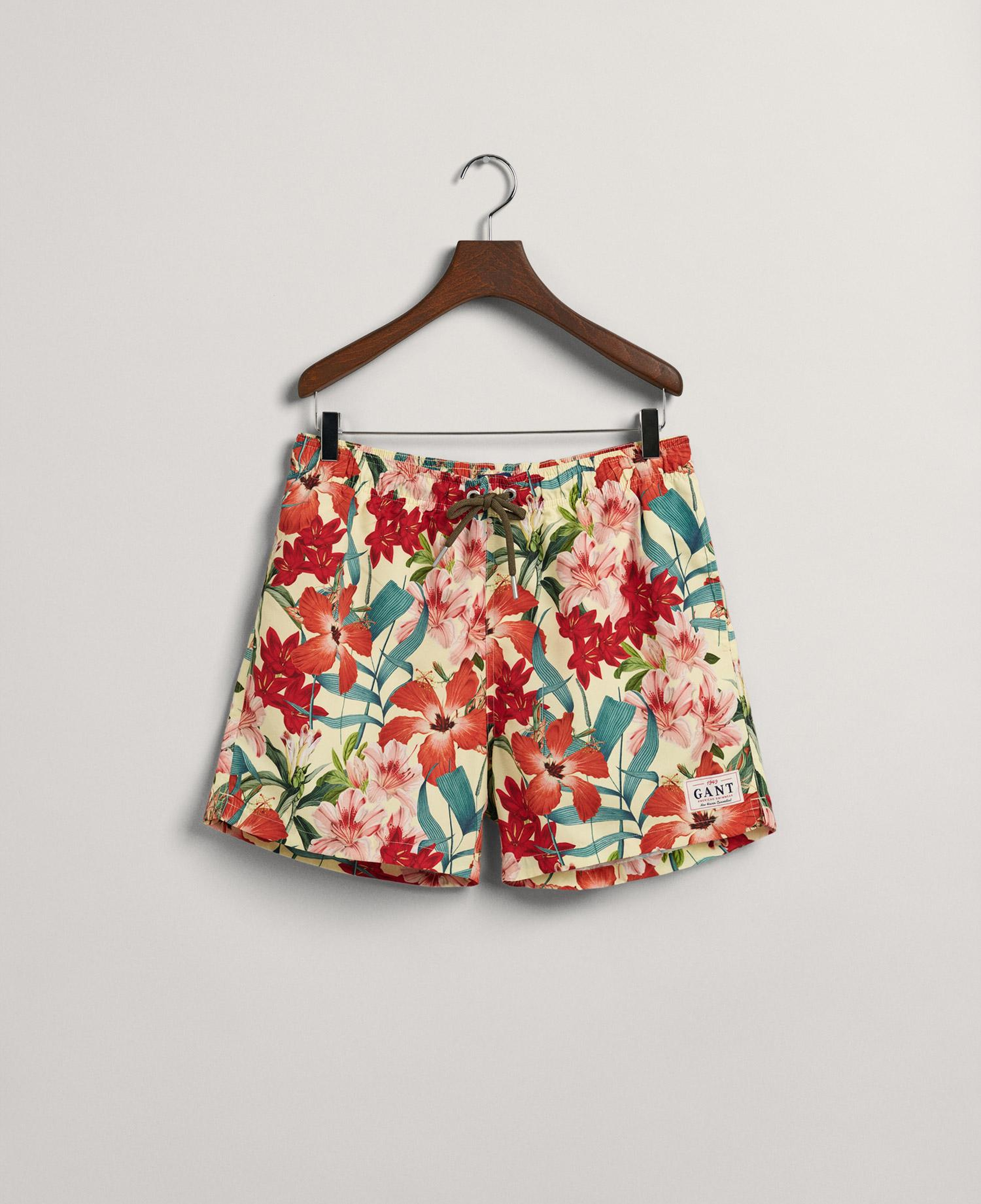 GANT Erkek Sarı Classic Fit Desenli Mayo Şort