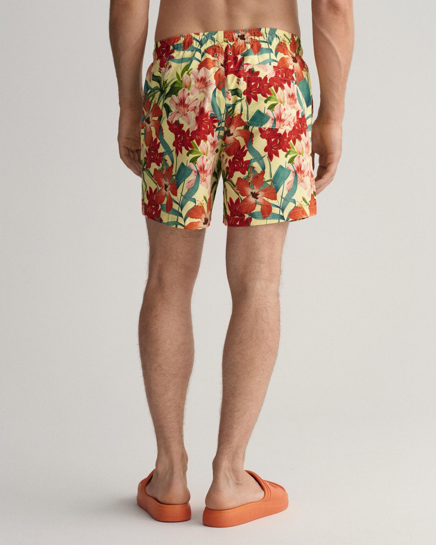 GANT Erkek Sarı Classic Fit Desenli Mayo Şort