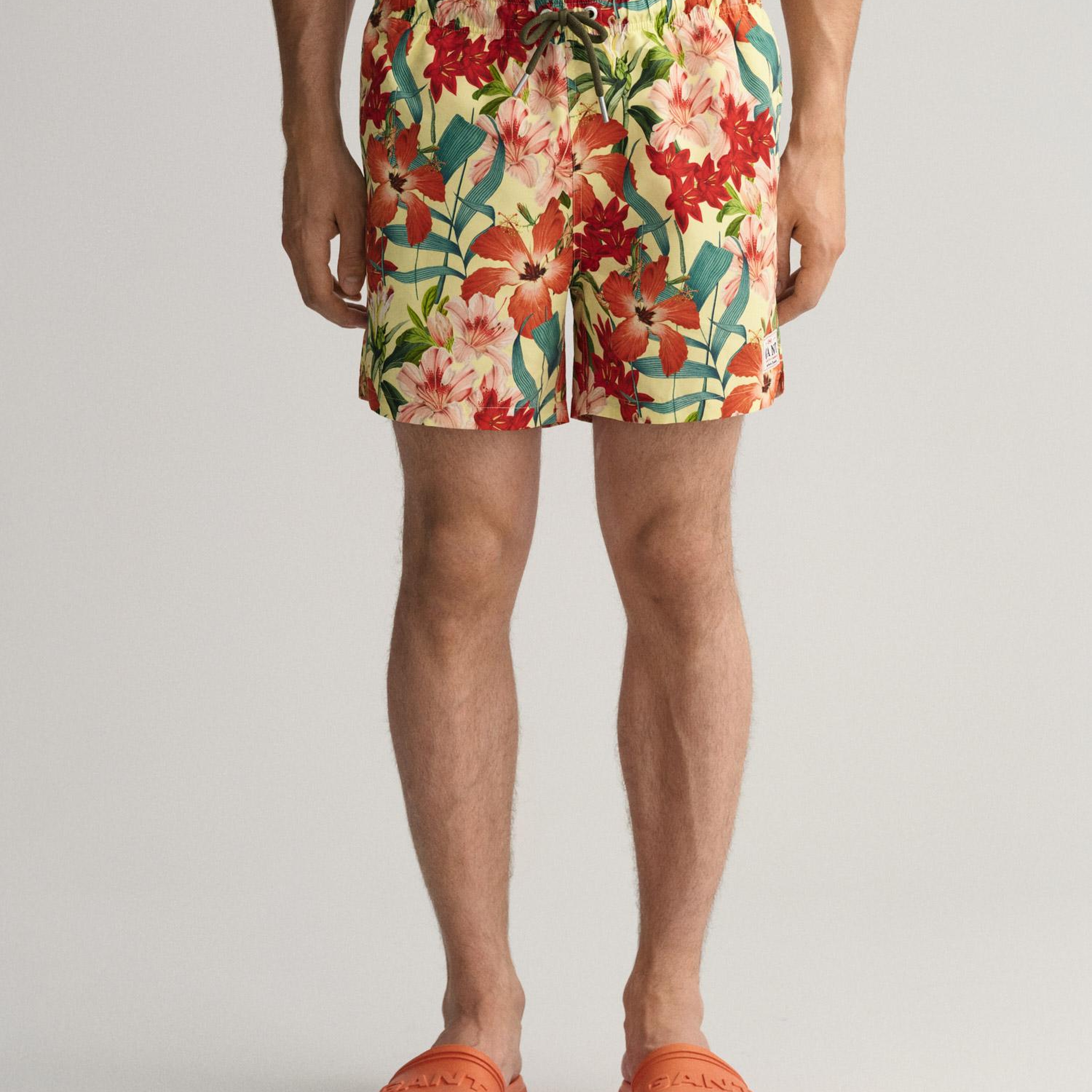 GANT Erkek Sarı Classic Fit Desenli Mayo Şort