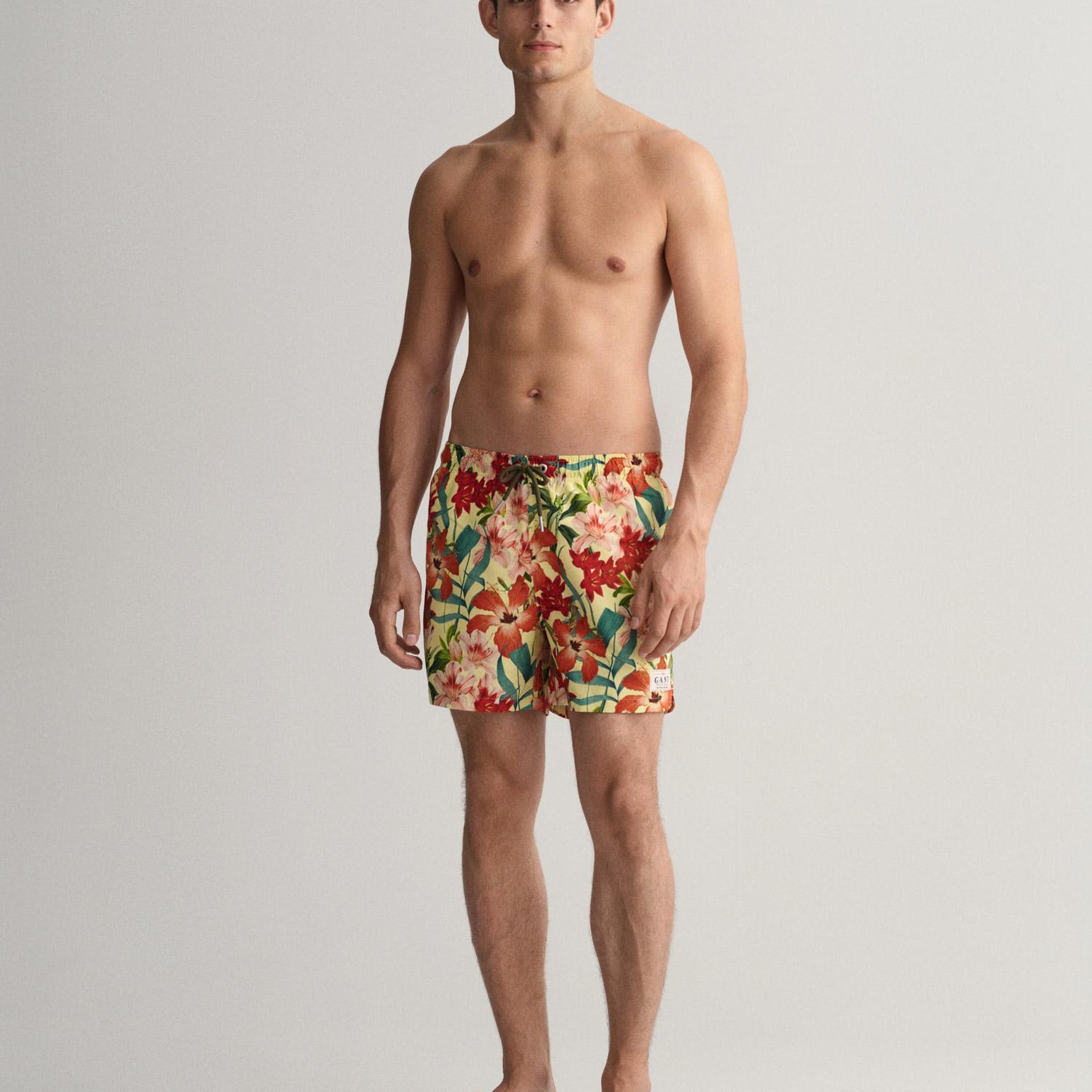 GANT Erkek Sarı Classic Fit Desenli Mayo Şort