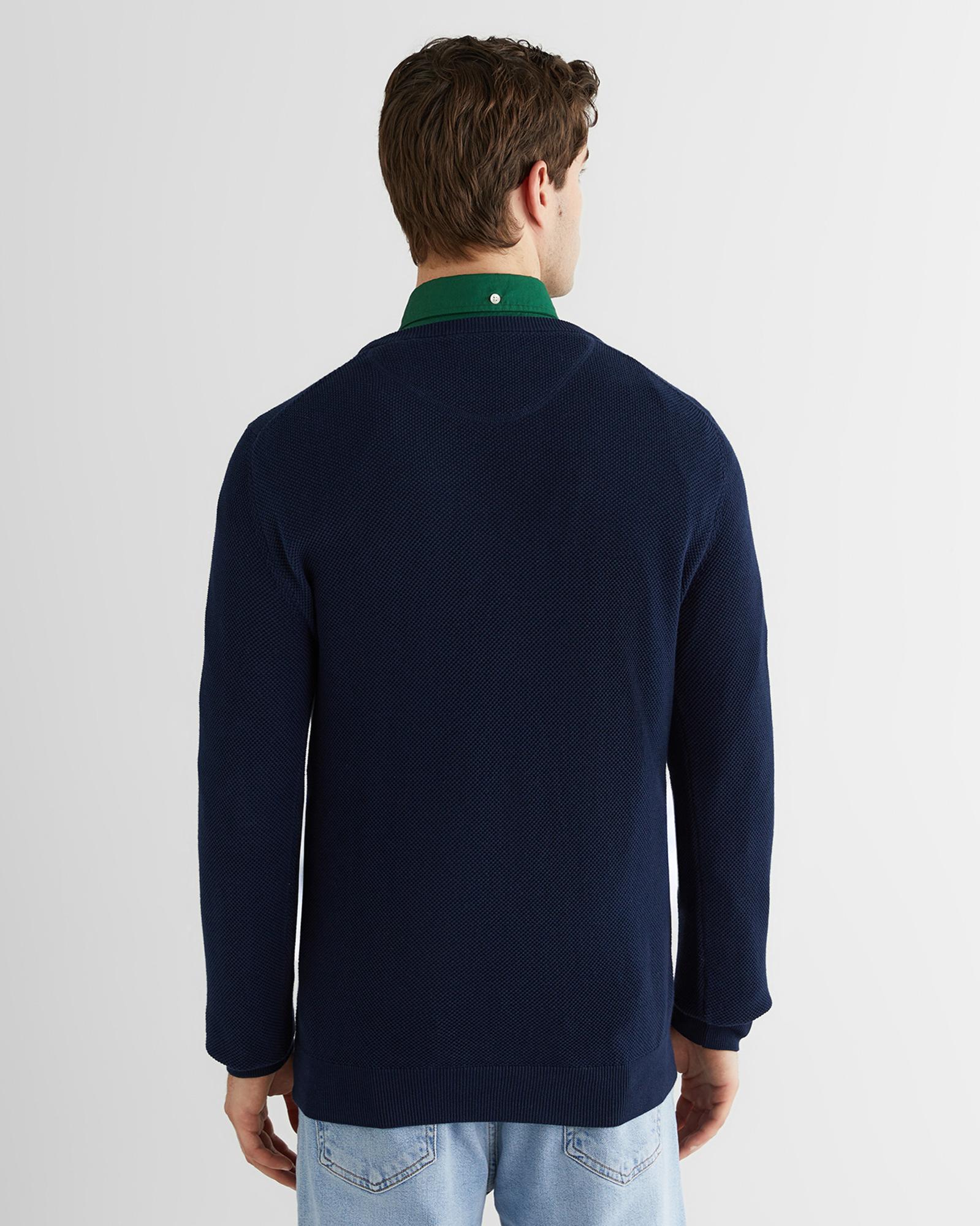 GANT Erkek Lacivert Regular Fit Bisiklet Yaka Kazak