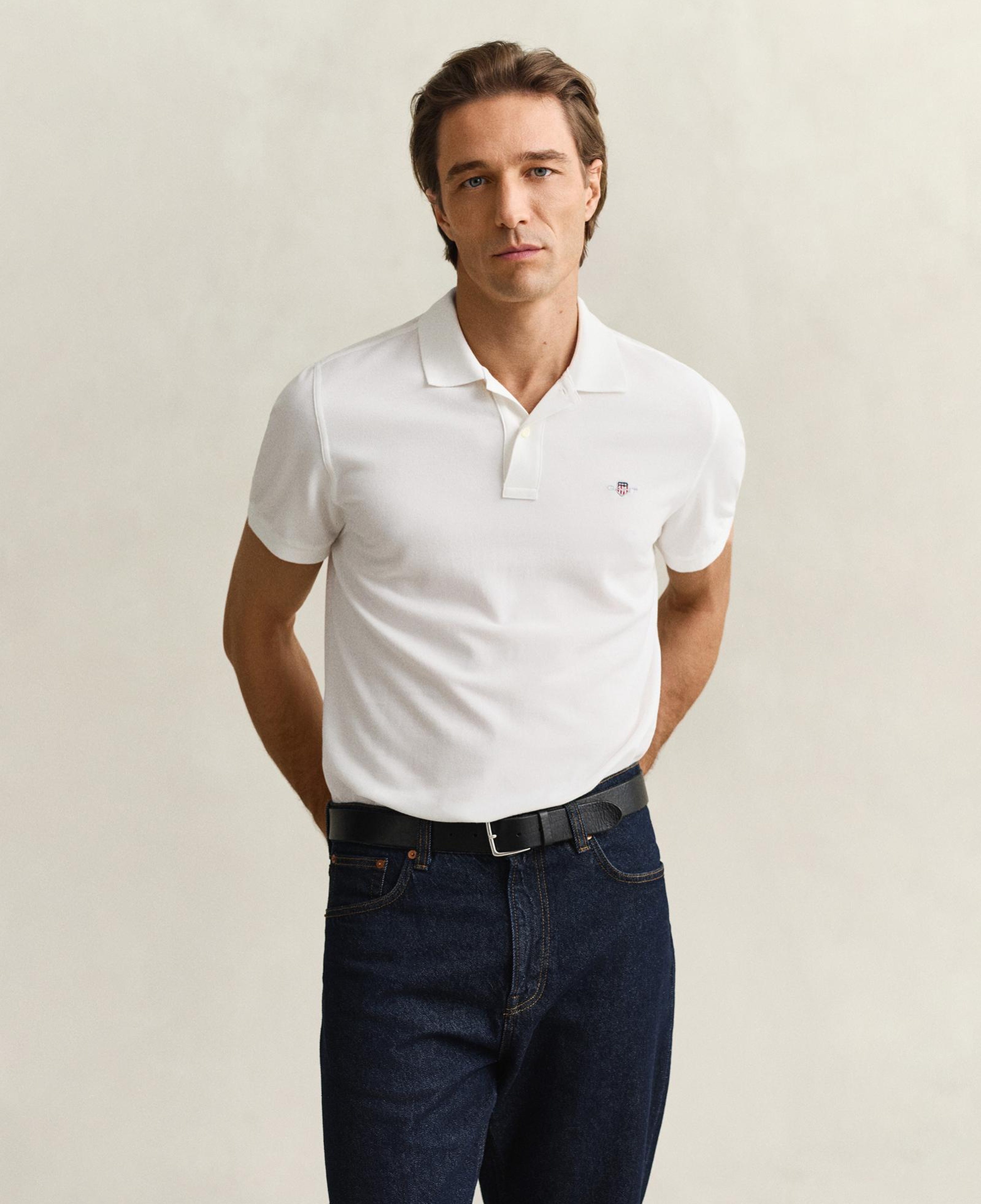 GANT Erkek Beyaz Regular Fit Logolu Polo Yaka T-Shirt
