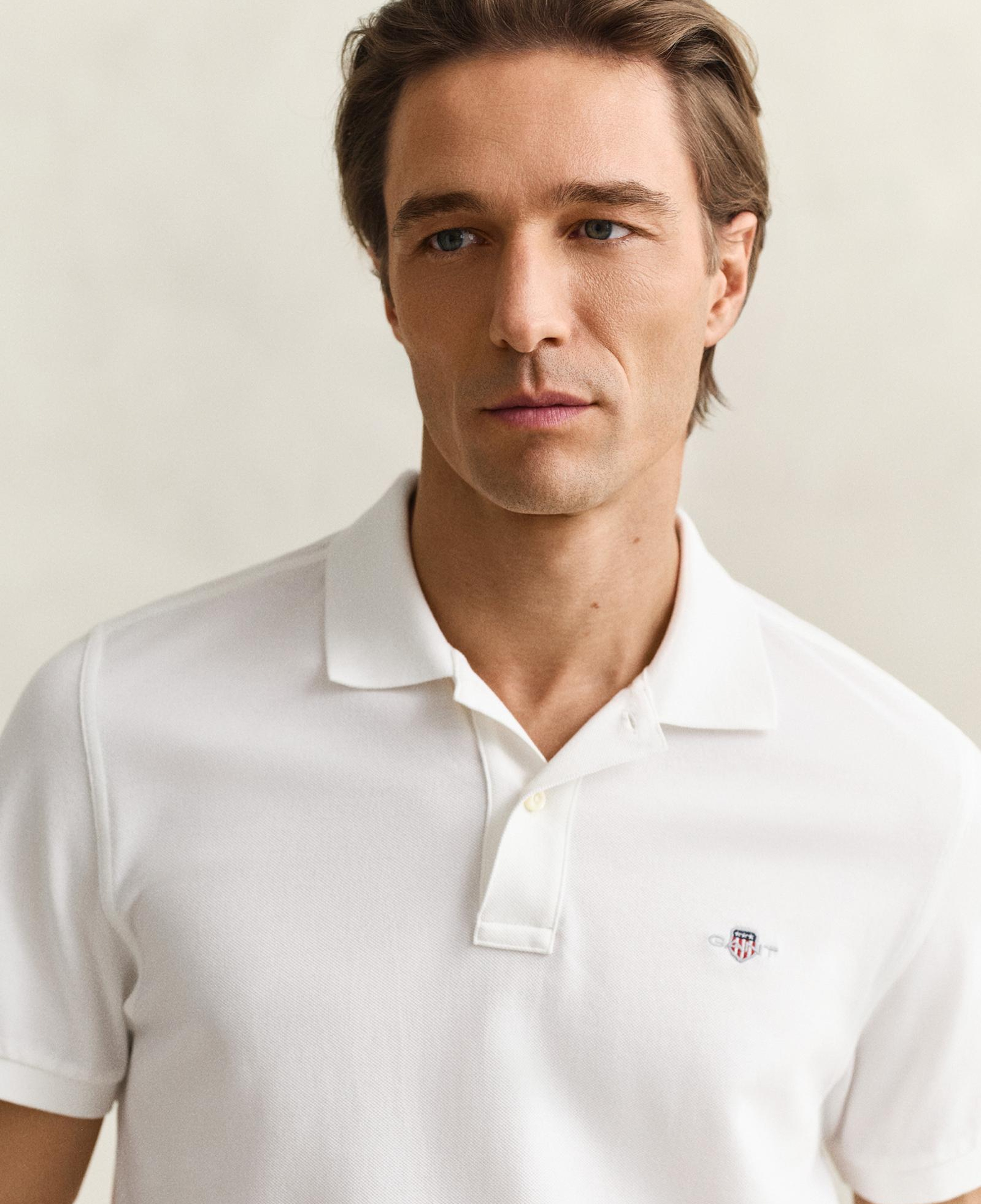 GANT Erkek Beyaz Regular Fit Logolu Polo Yaka T-Shirt