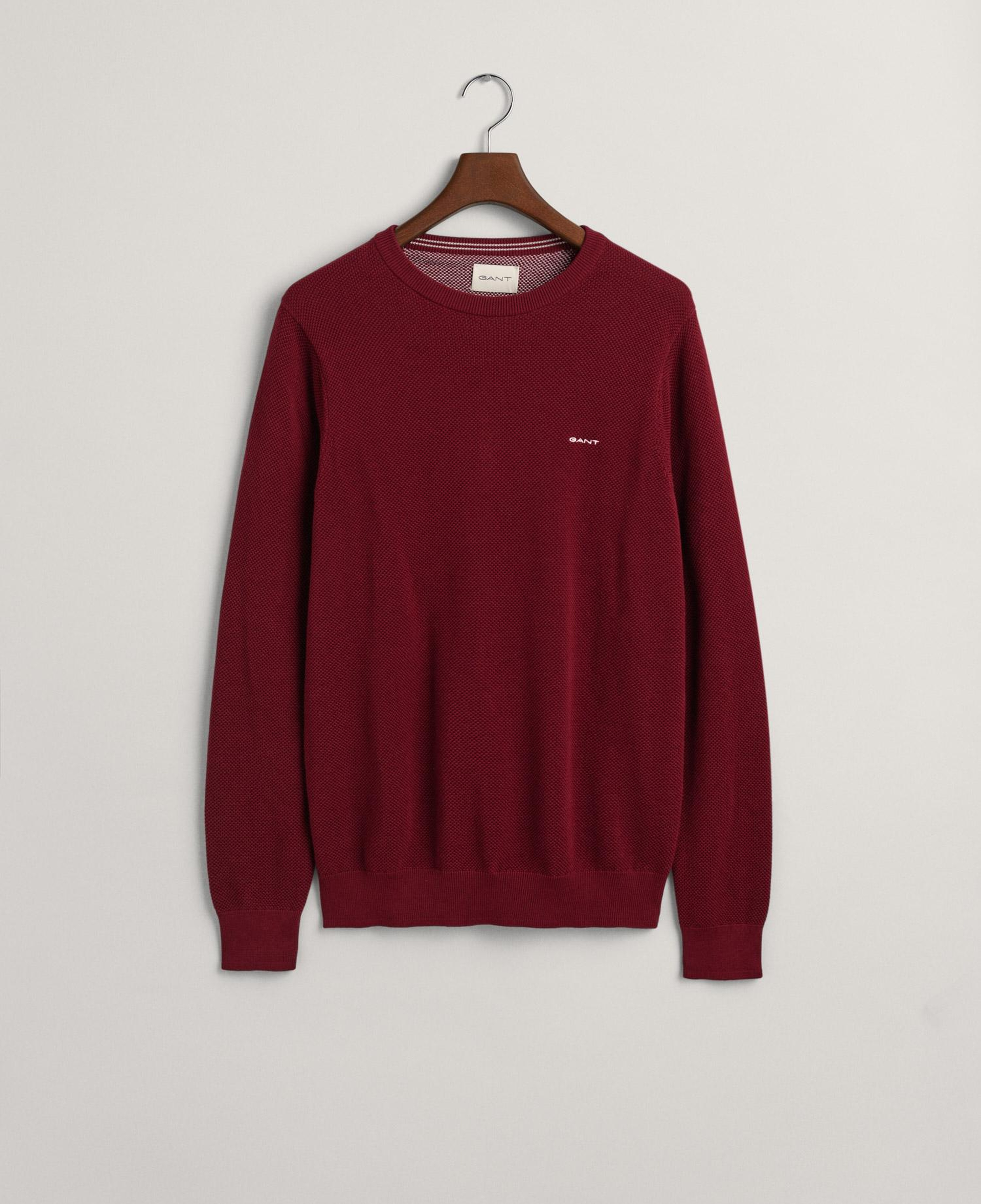 GANT Erkek Bordo Regular Fit Bisiklet Yaka Kazak