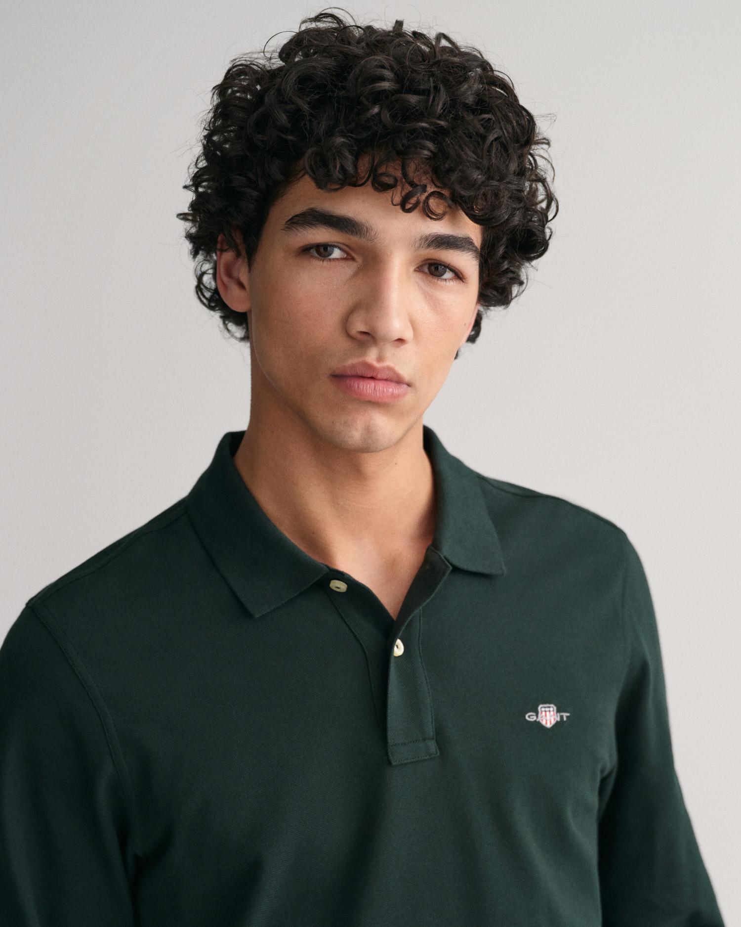 GANT Erkek Yeşil Regular Fit Uzun Kollu Polo