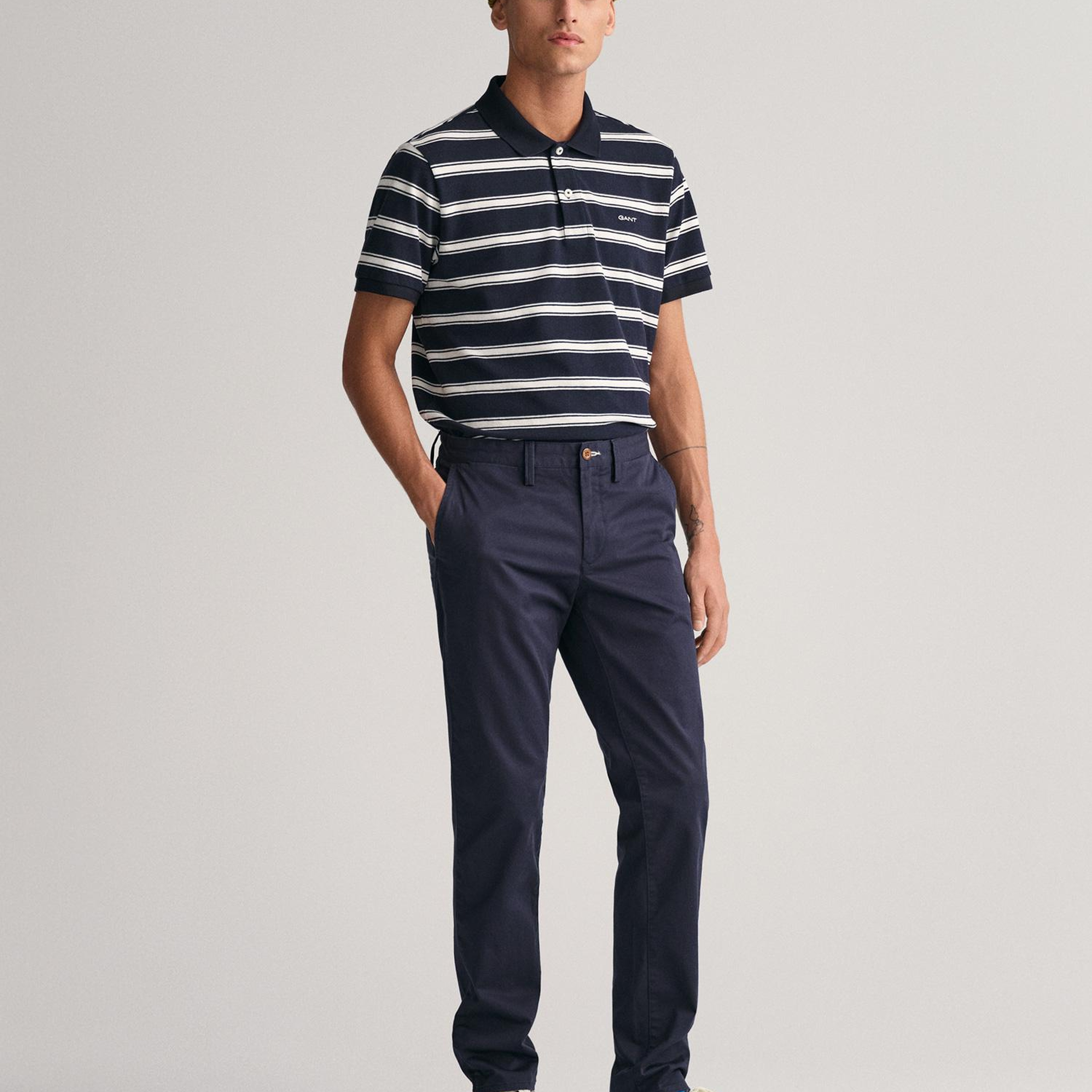 GANT Erkek Lacivert Slim Fit Chino Pantolon