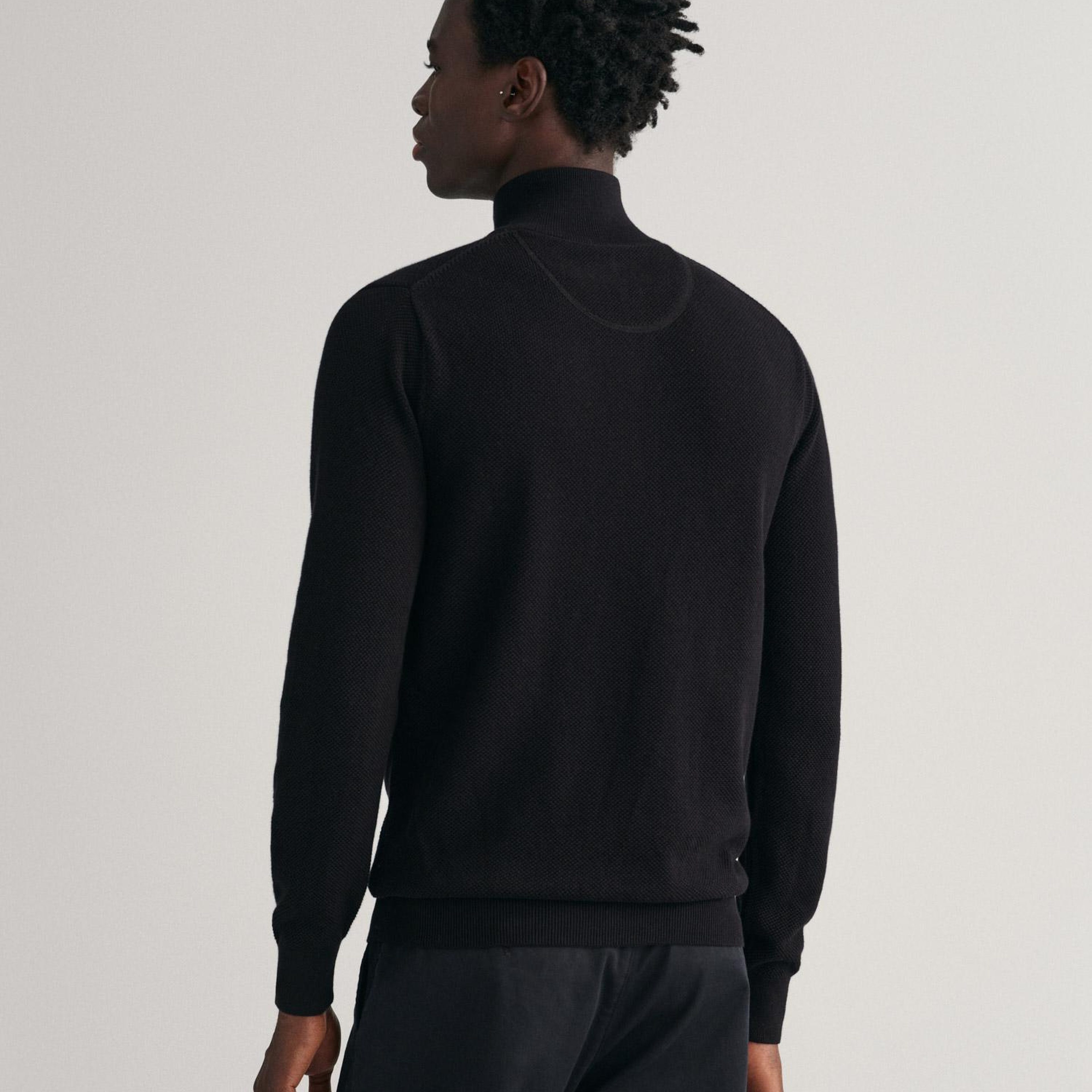 GANT Erkek Siyah Regular Fit Yarım Fermuarlı Kazak