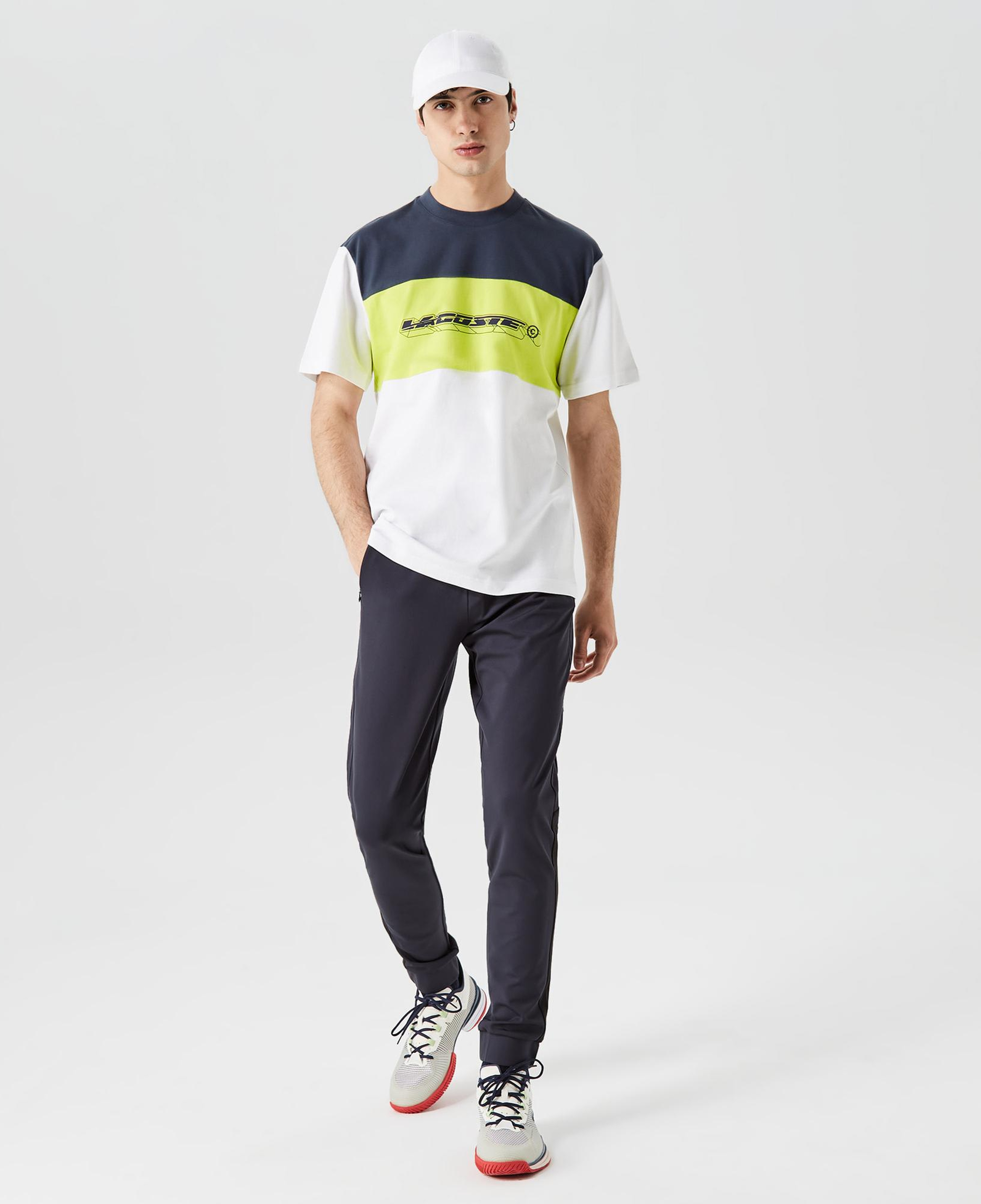 Erkek Relaxed Fit Bisiklet Yaka Renk Bloklu Beyaz T-Shirt