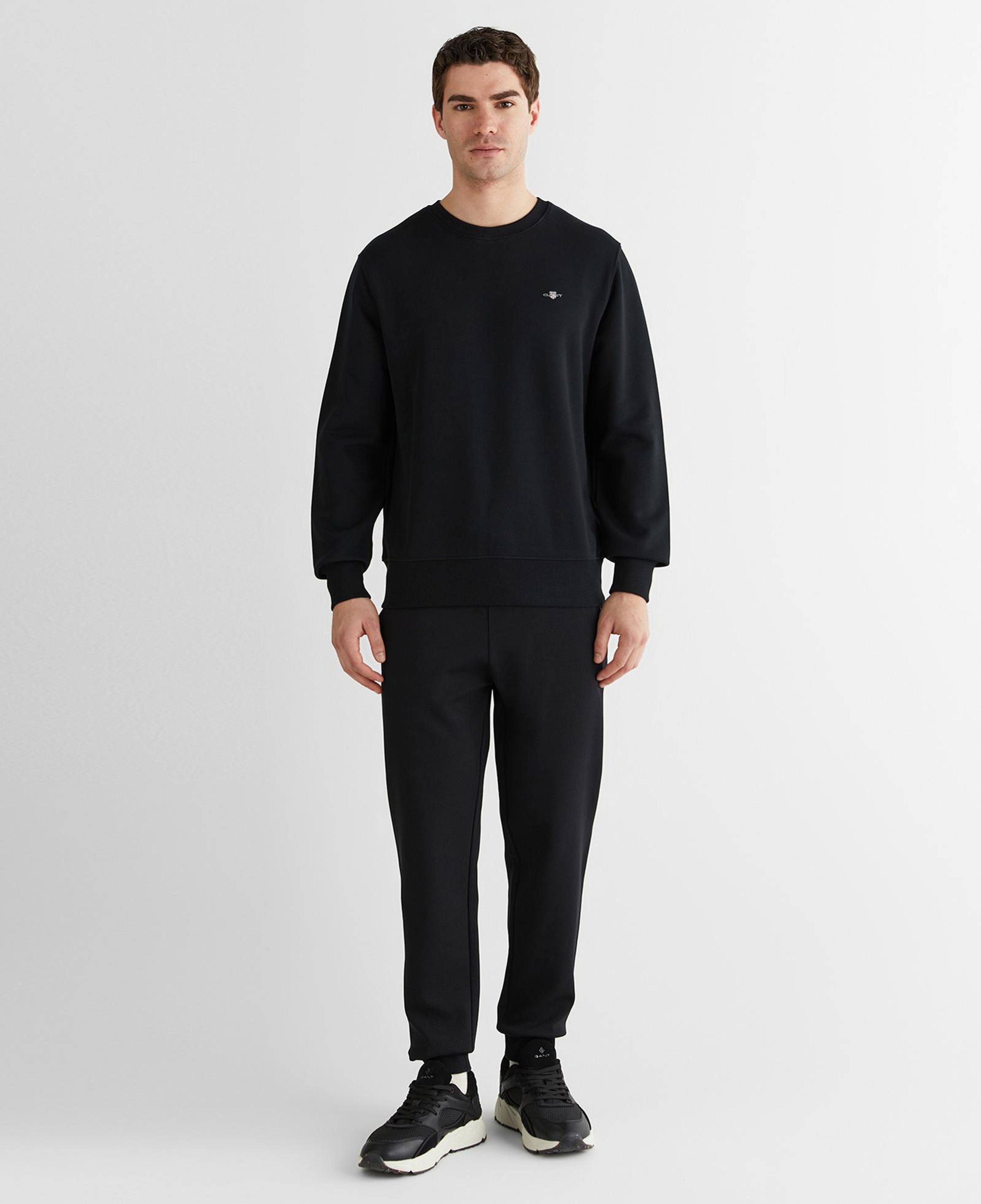 GANT Erkek Siyah Regular Fit Bisiklet Yaka Sweatshirt