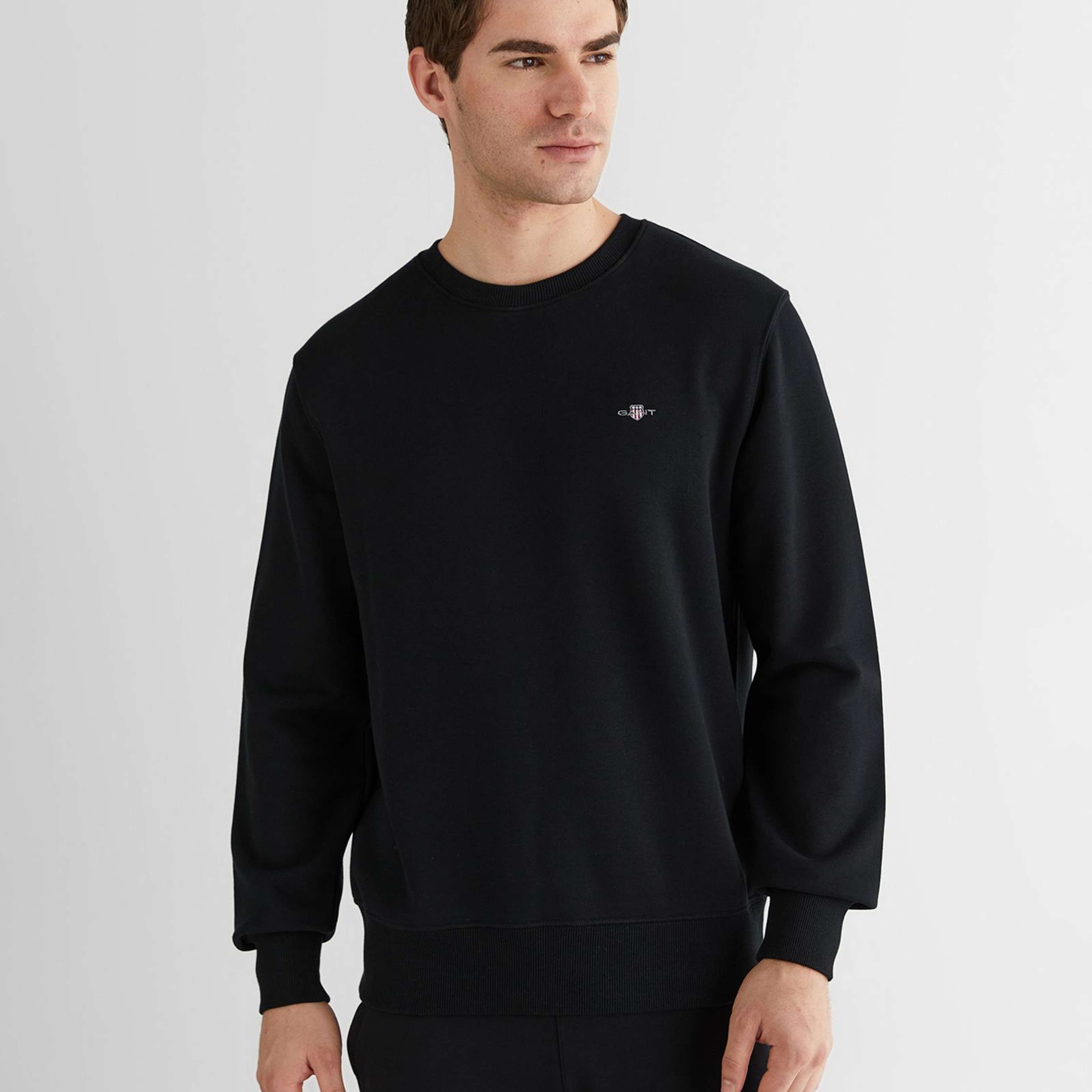 GANT Erkek Siyah Regular Fit Bisiklet Yaka Sweatshirt