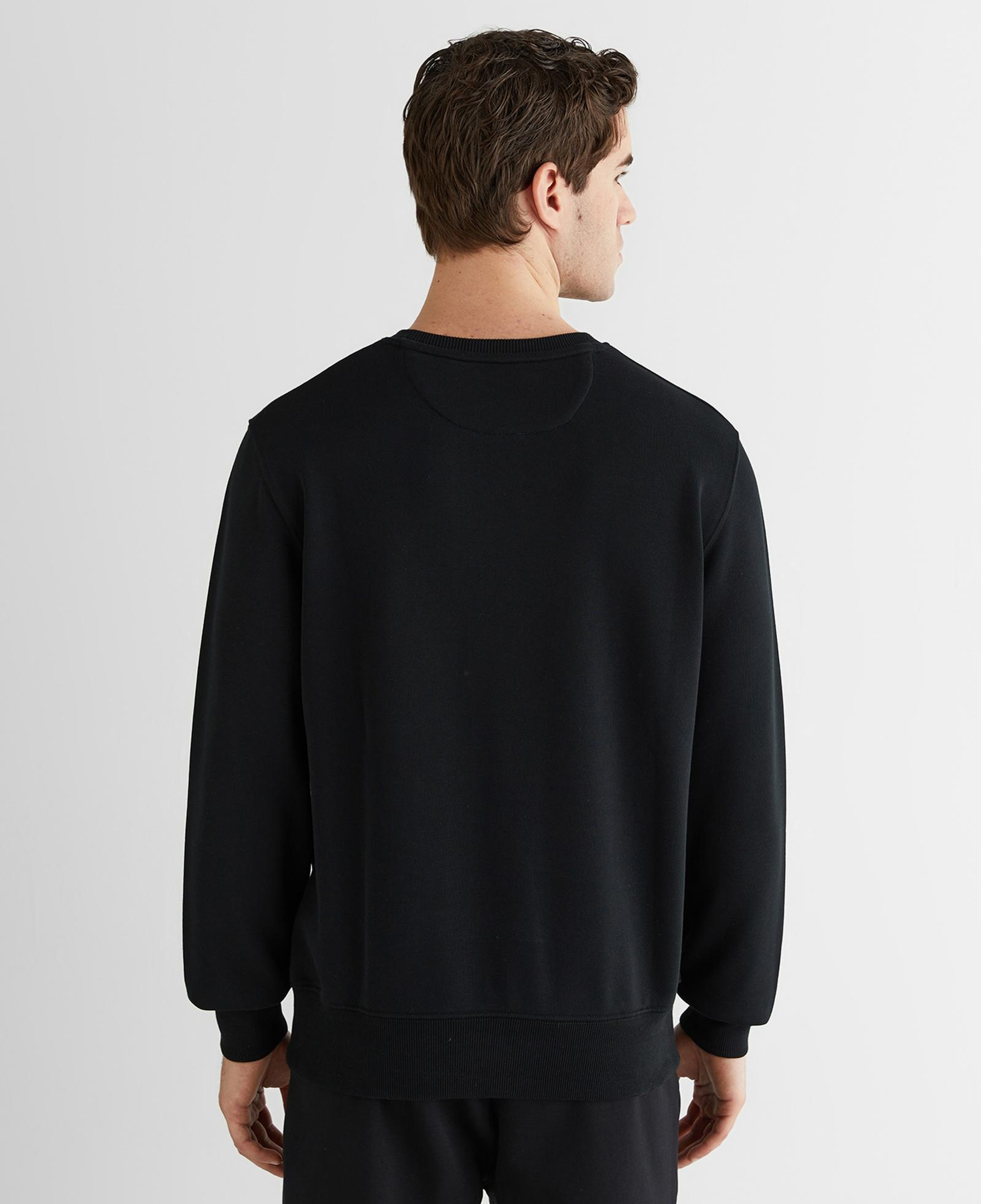 GANT Erkek Siyah Regular Fit Bisiklet Yaka Sweatshirt